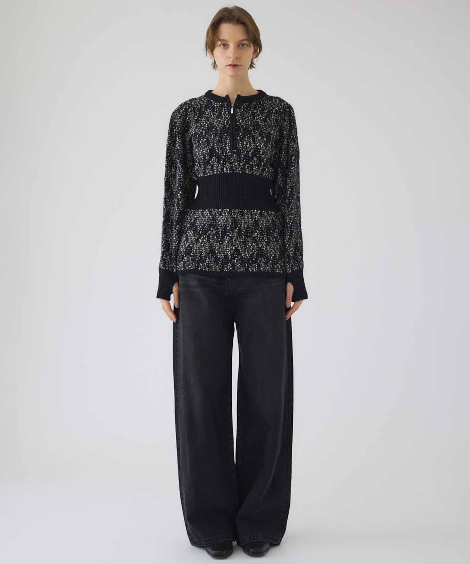 Waist switching knit tops RIM.ARK
