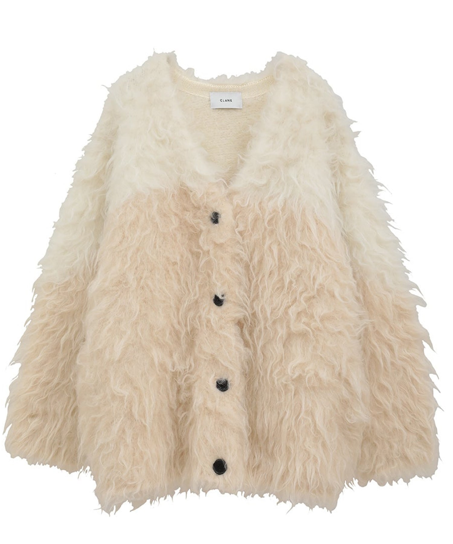 BI COLOR SHAGGY KNIT CARDIGAN CLANE