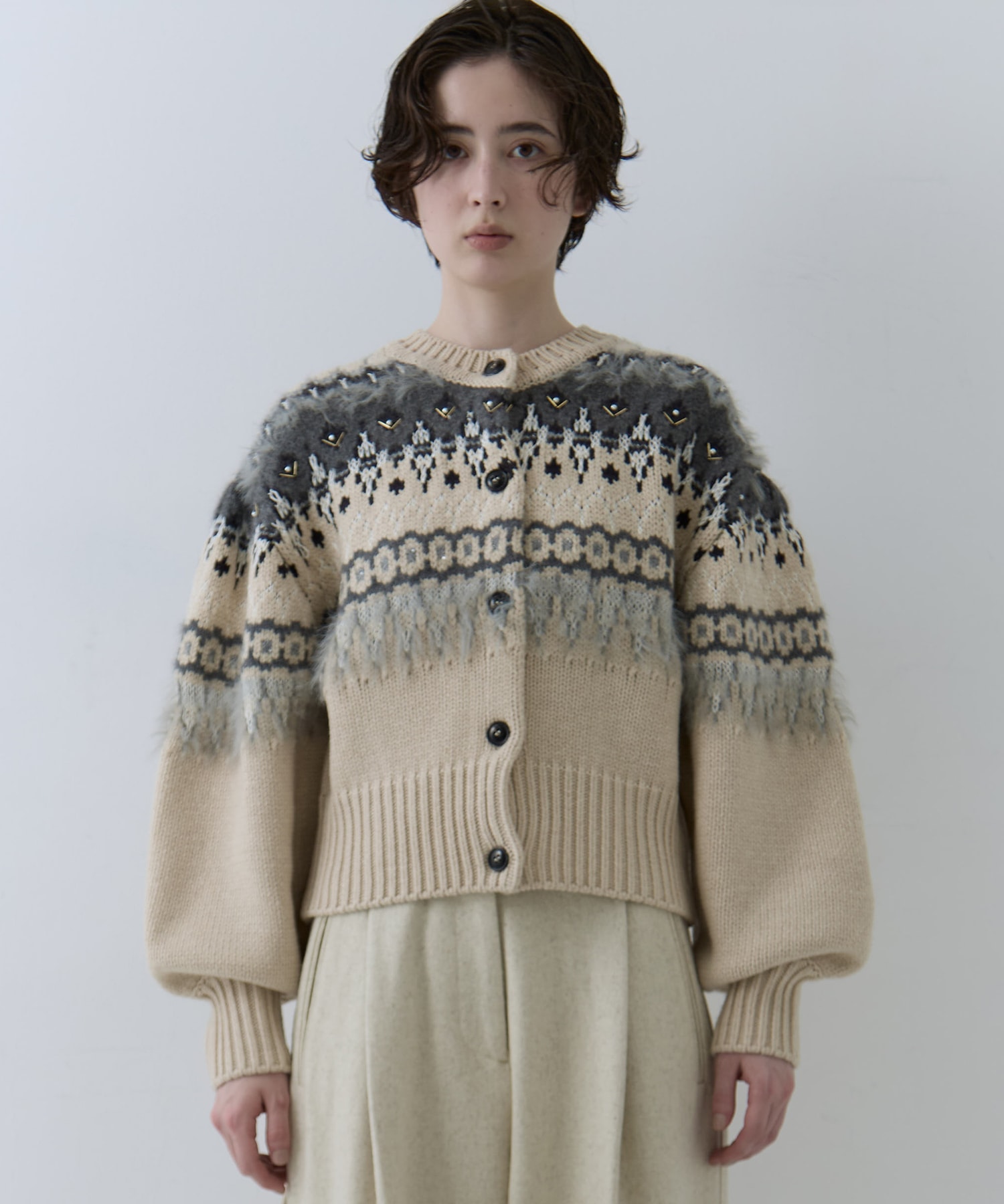 UND 2WAY LADY NORDIC KNIT CARDIGAN AMERI