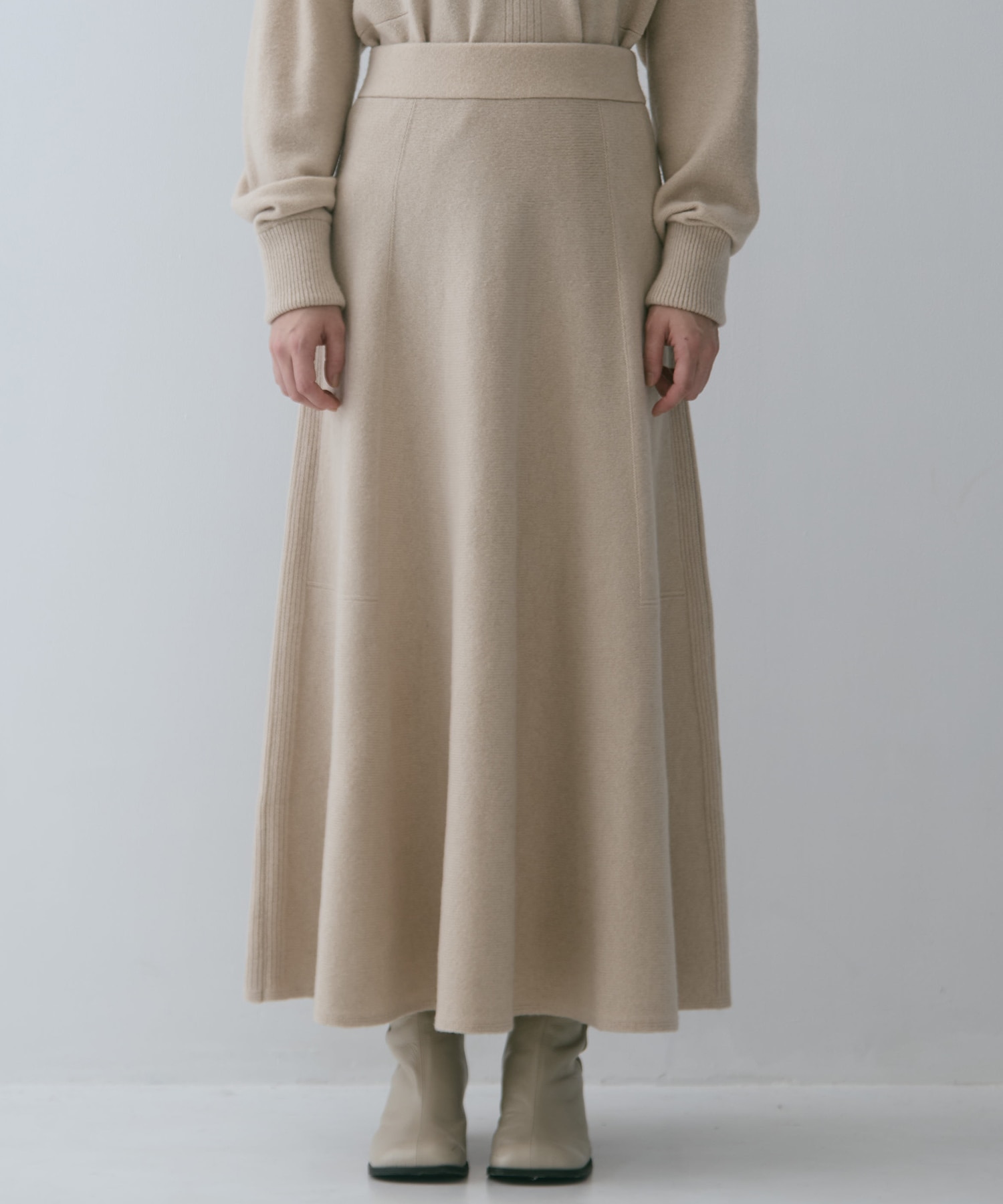 別注 CASHMERE FLARE LONG SKIRT WRAPINKNOT