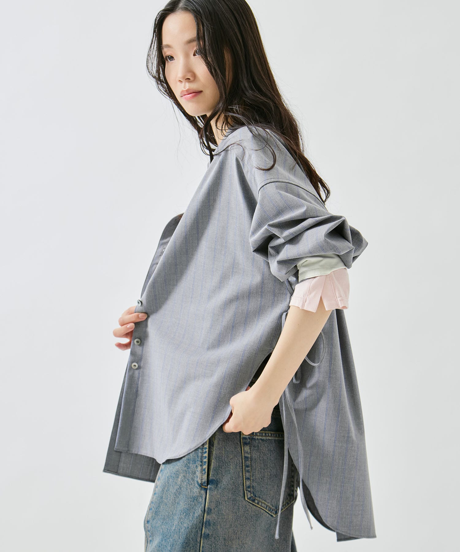 Wide Stripe 2way Shirt STUDIOUS