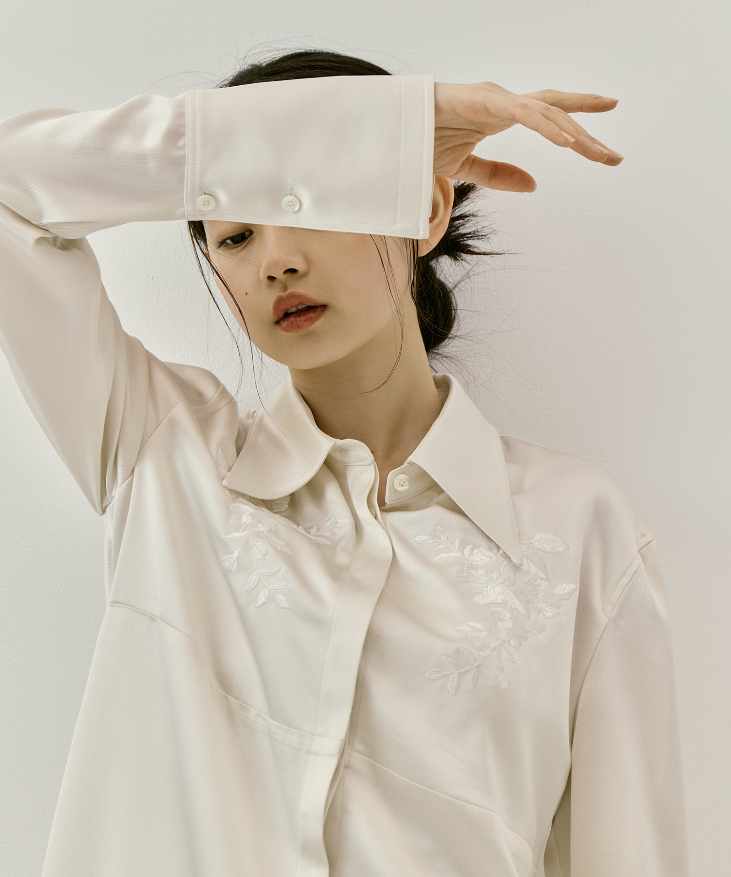 別注 EMBROIDERY SATIN SHIRT FETICO