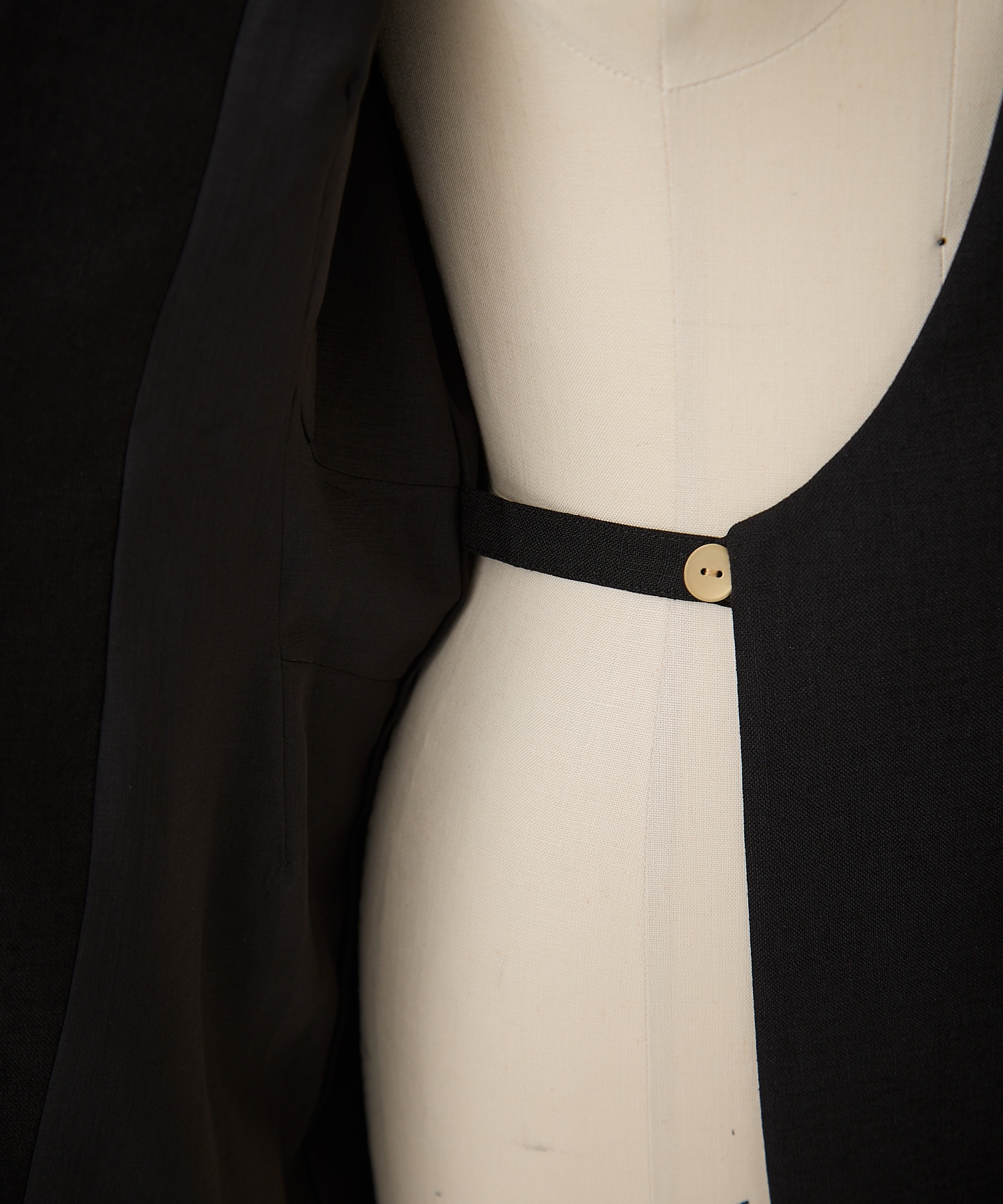 Triacetate Polyester Collarless Jacket Mame Kurogouchi