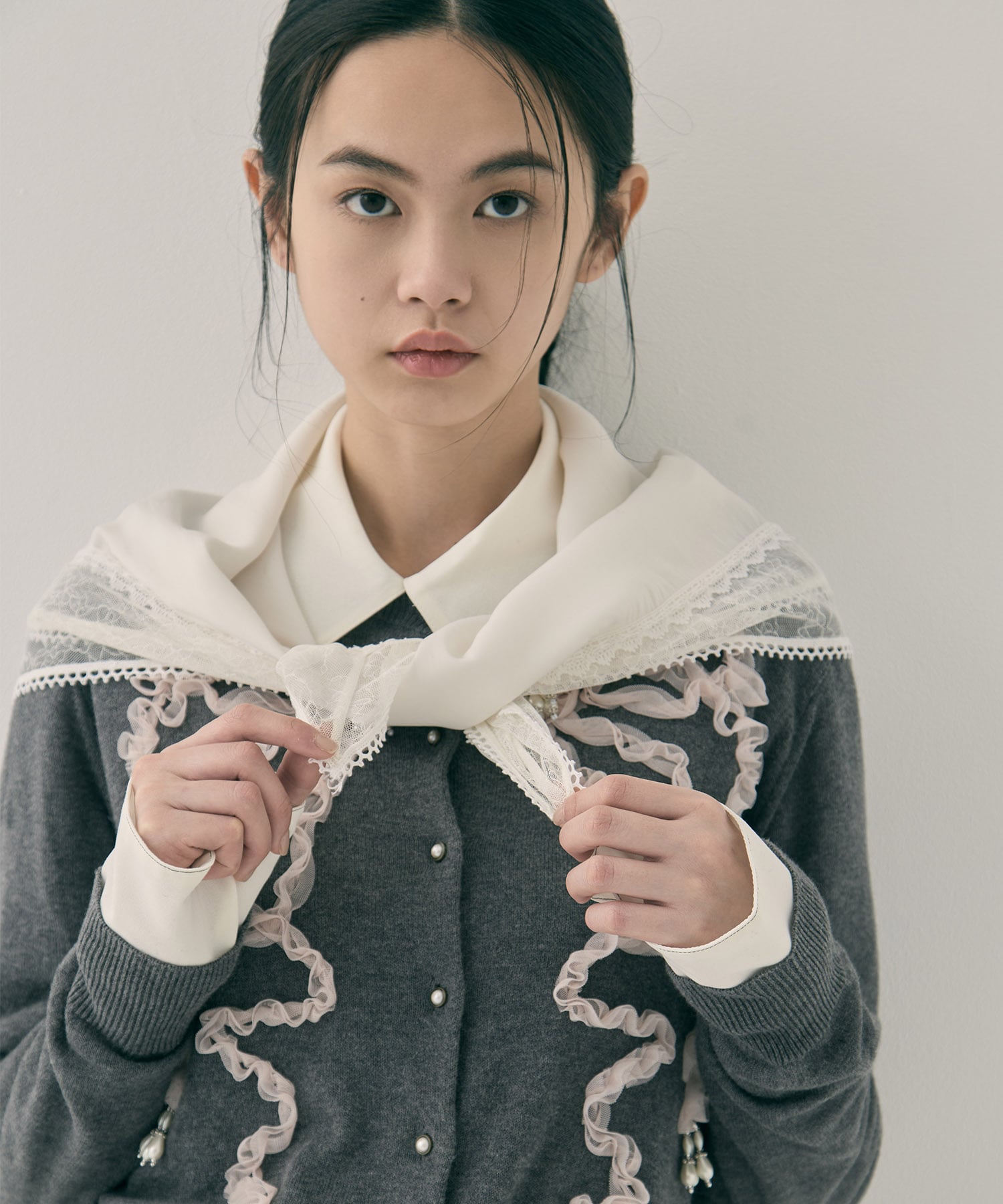 flower lace frame scarf tanakadaisuke