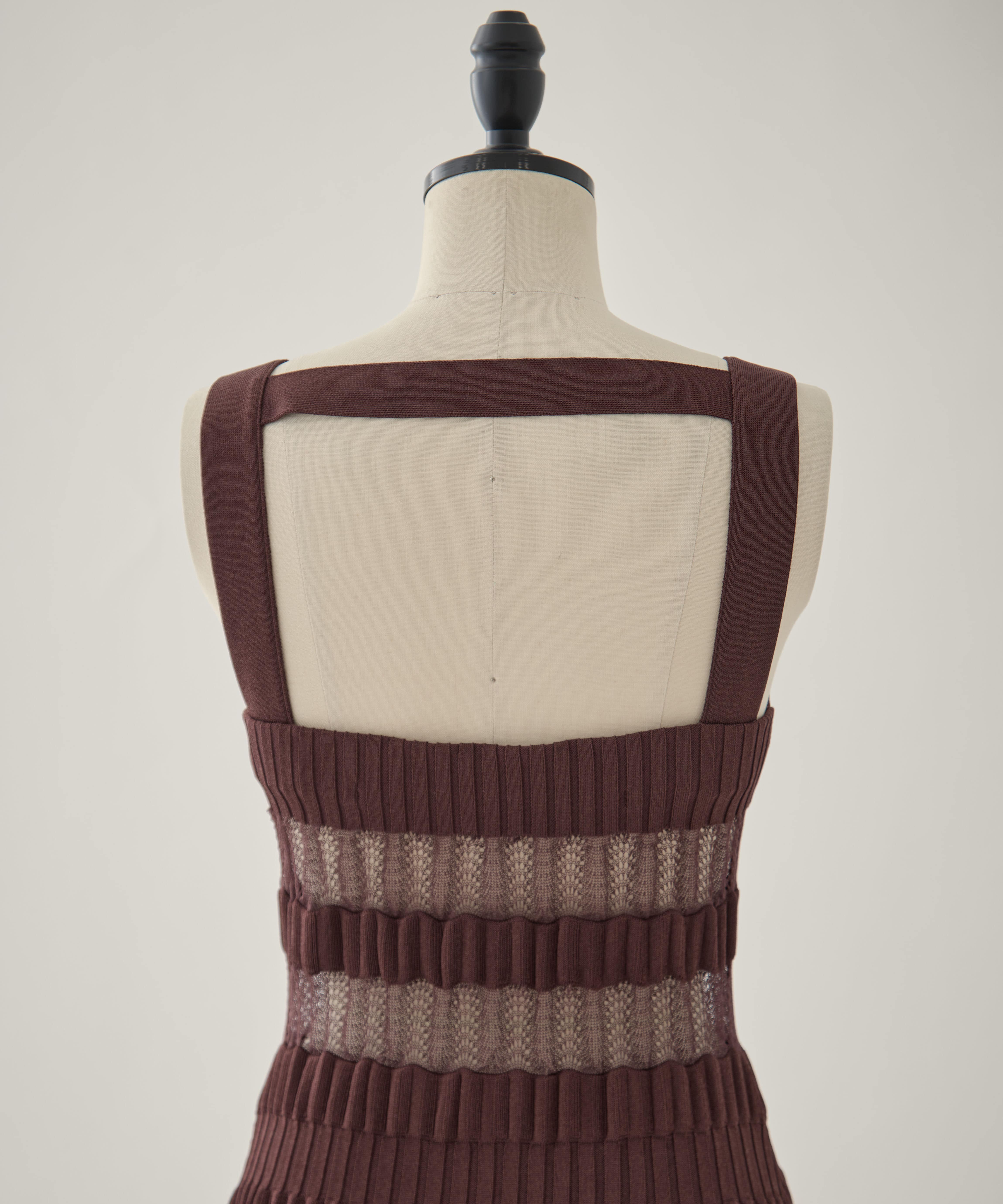 SHEER STRIPE KNIT LONG DRESS FETICO