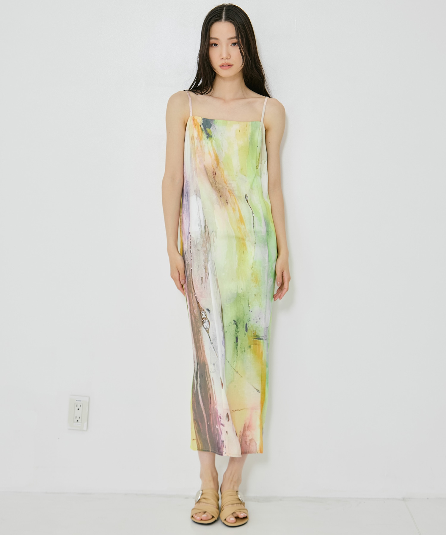 PAINTED TEXTURE ART LAYERED DRESS AMERI