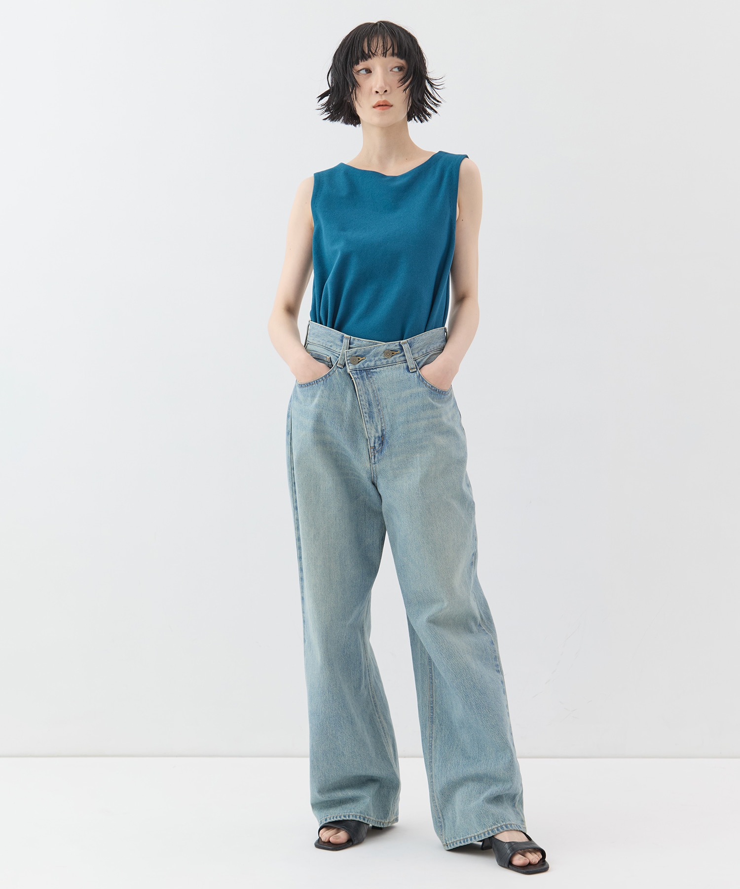 別注no sleeve knit tops WRAPINKNOT