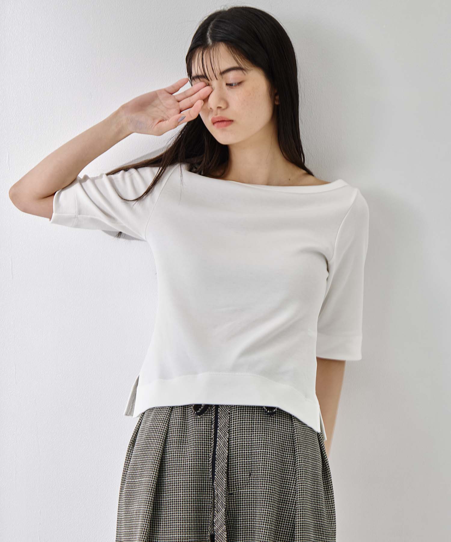 Luxury Cotton Boat Neck Tee STUDIOUS