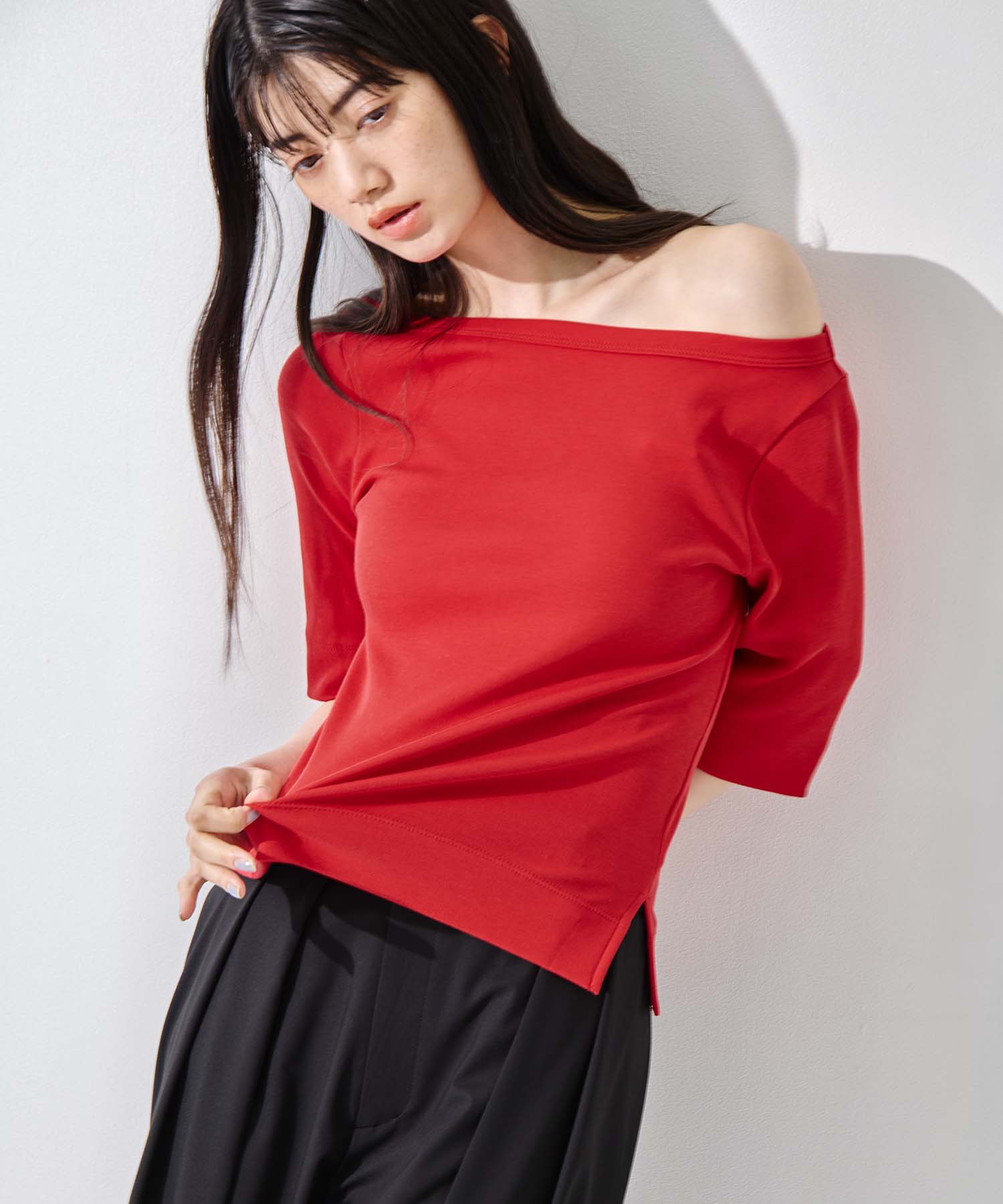 Luxury Cotton Boat Neck Tee STUDIOUS