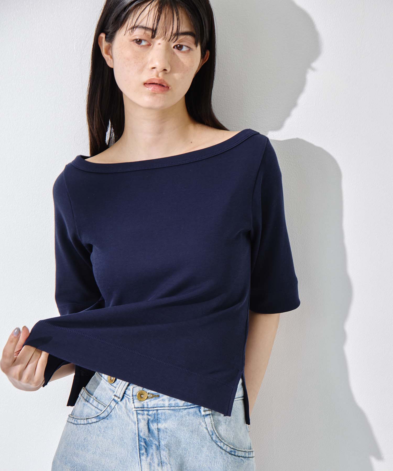 Luxury Cotton Boat Neck Tee STUDIOUS