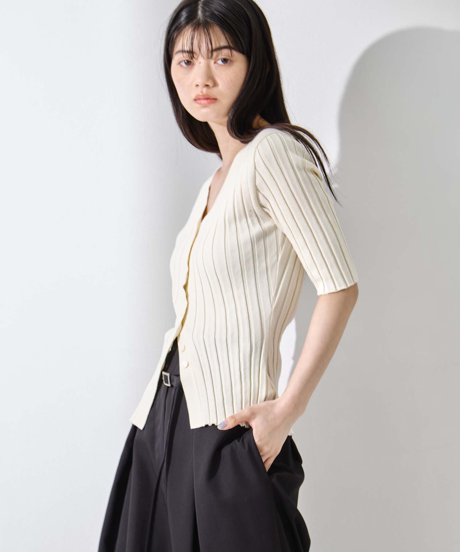 Silk Viscose Wide Rib Cardigan STUDIOUS