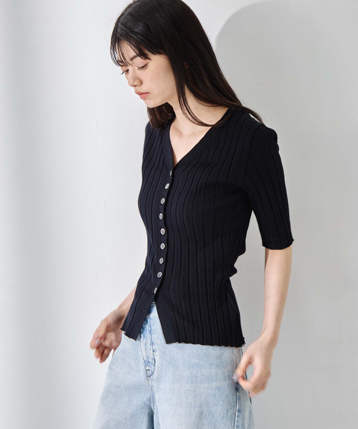 Silk Viscose Wide Rib Cardigan STUDIOUS