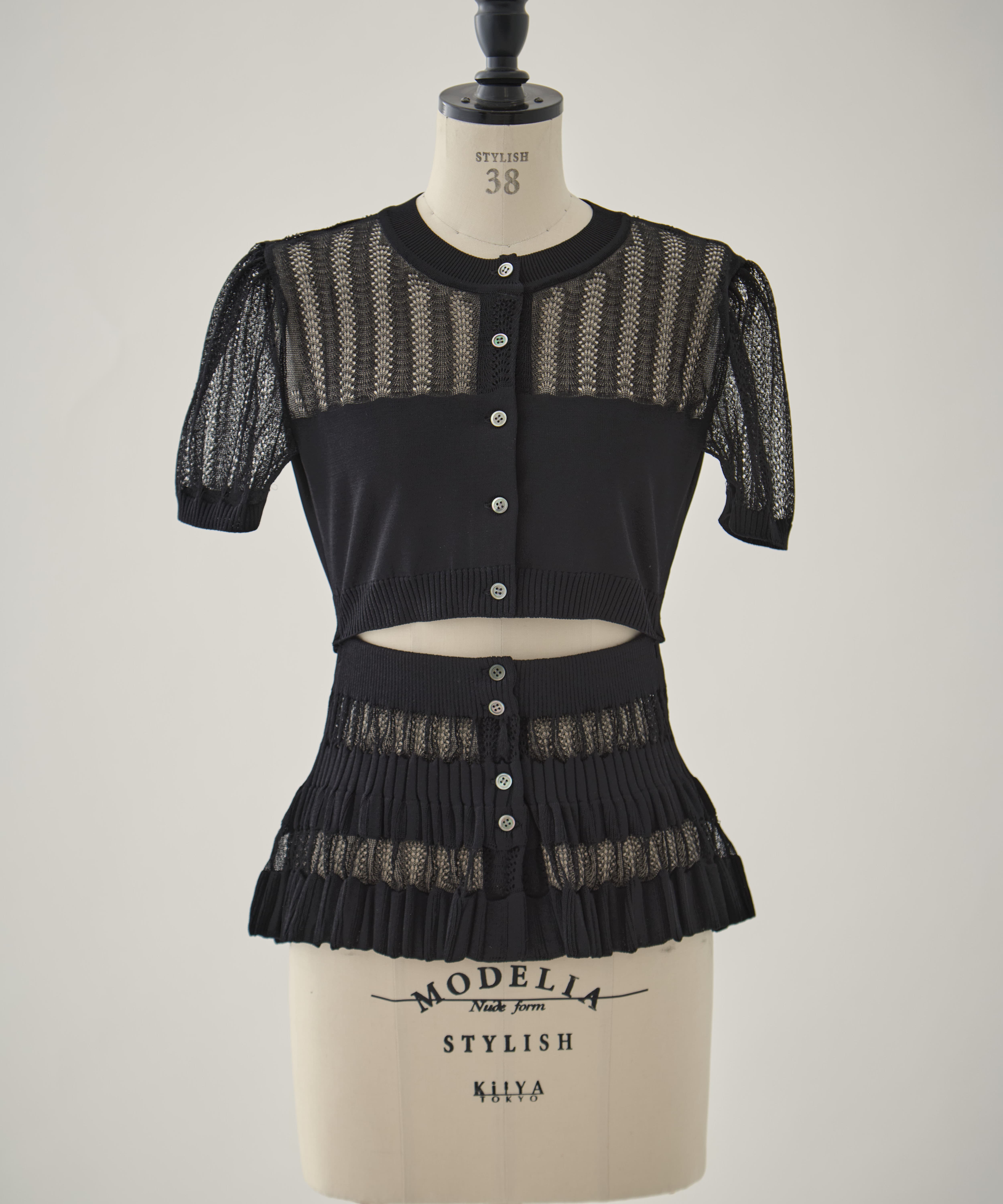 CONVERTIBLE SHEER STRIPE KNIT CARDIGAN FETICO