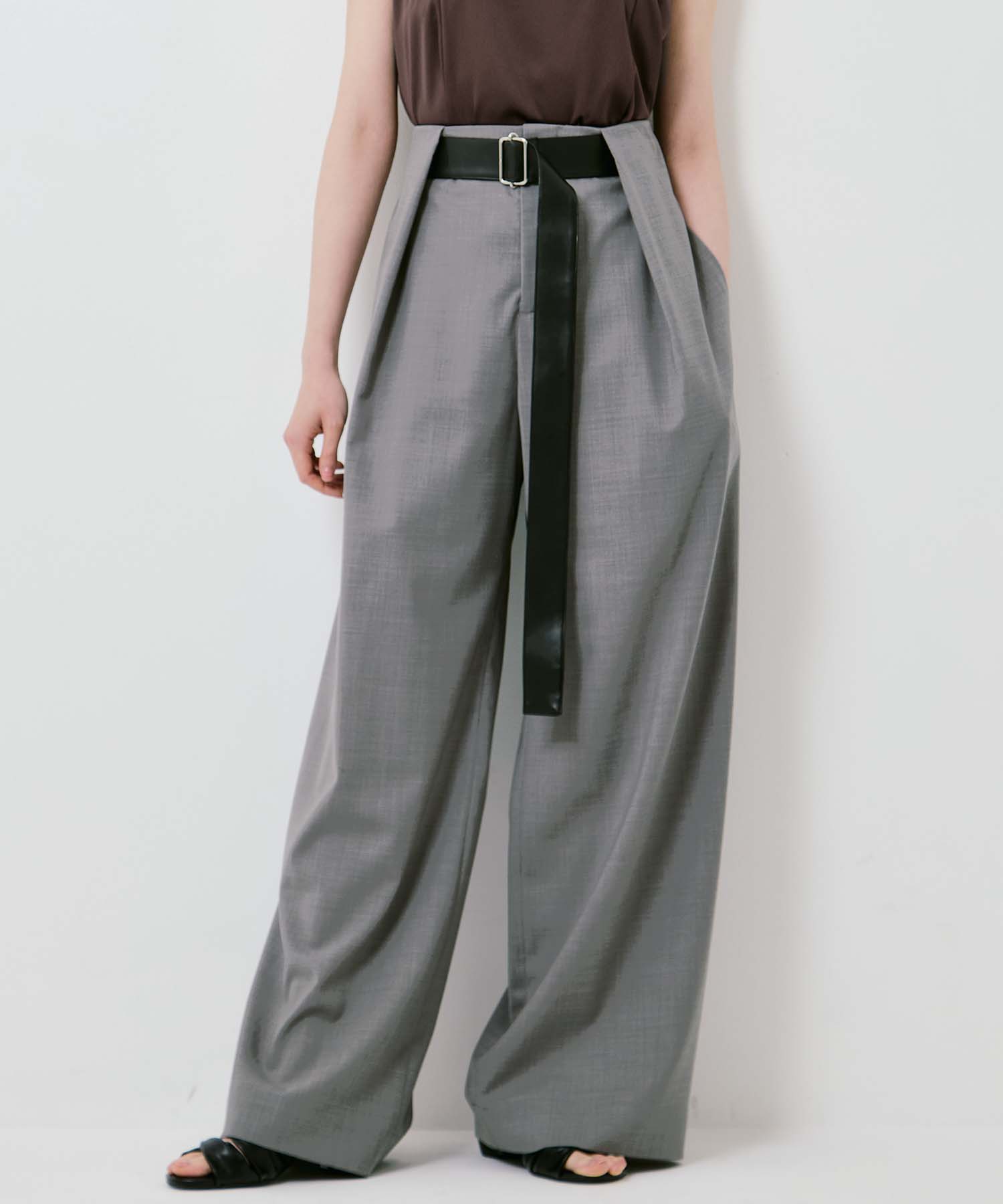 Summer Wool Belted Trousers STUDIOUS