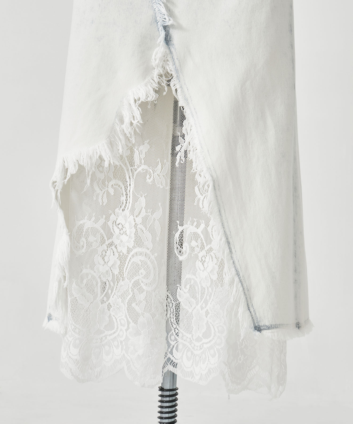 REMAKE LIKE DENIM LACE LAYERED SKIRT AMERI