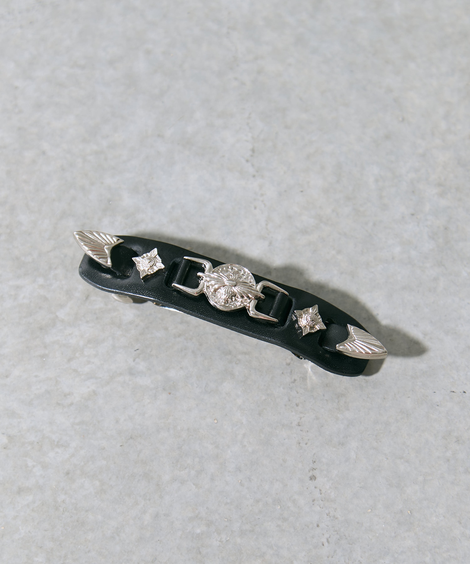 Metal leather barrette small TOGA