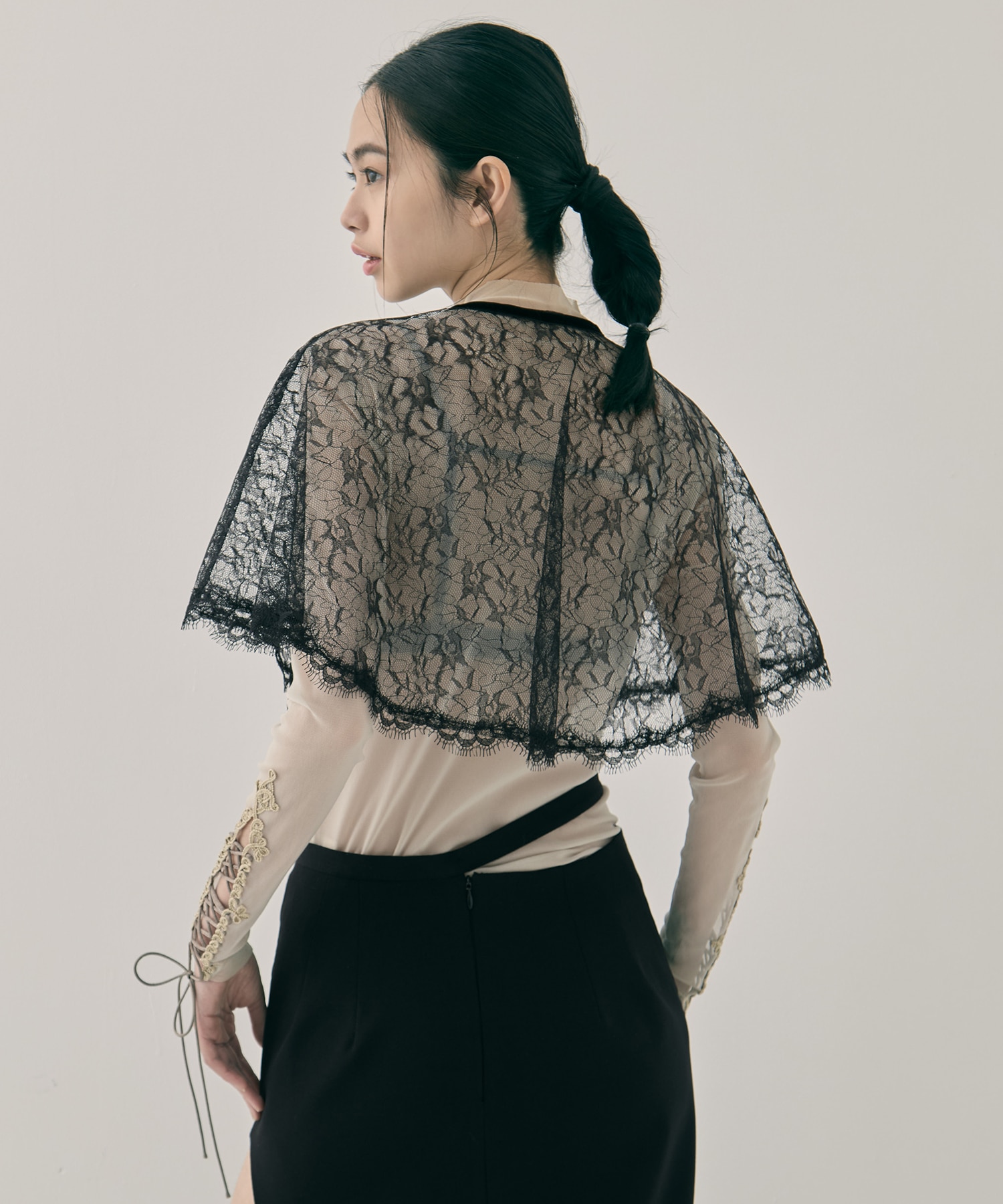 flower lace velvet ribbon cape tanakadaisuke