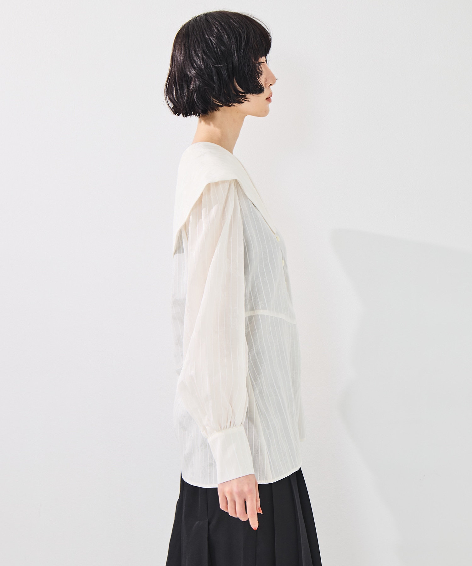 ROSE JACQUARD SAILOR COLLAR BLOUSE FETICO