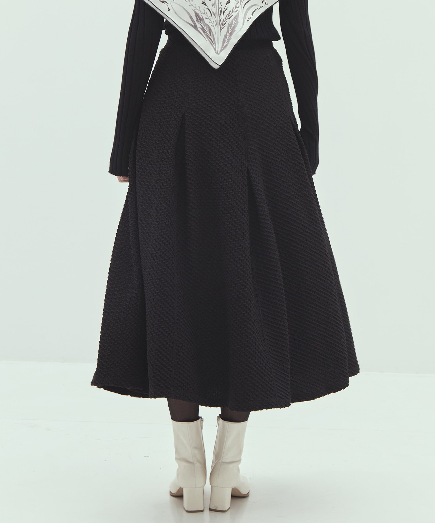 Shirring Jersey Jacquard Pleats Skirt Mame Kurogouchi