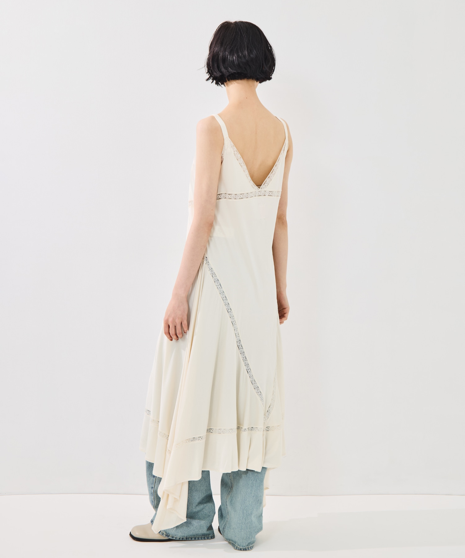 SATIN JERSEY LACE-TRIM SLIP DRESS FETICO