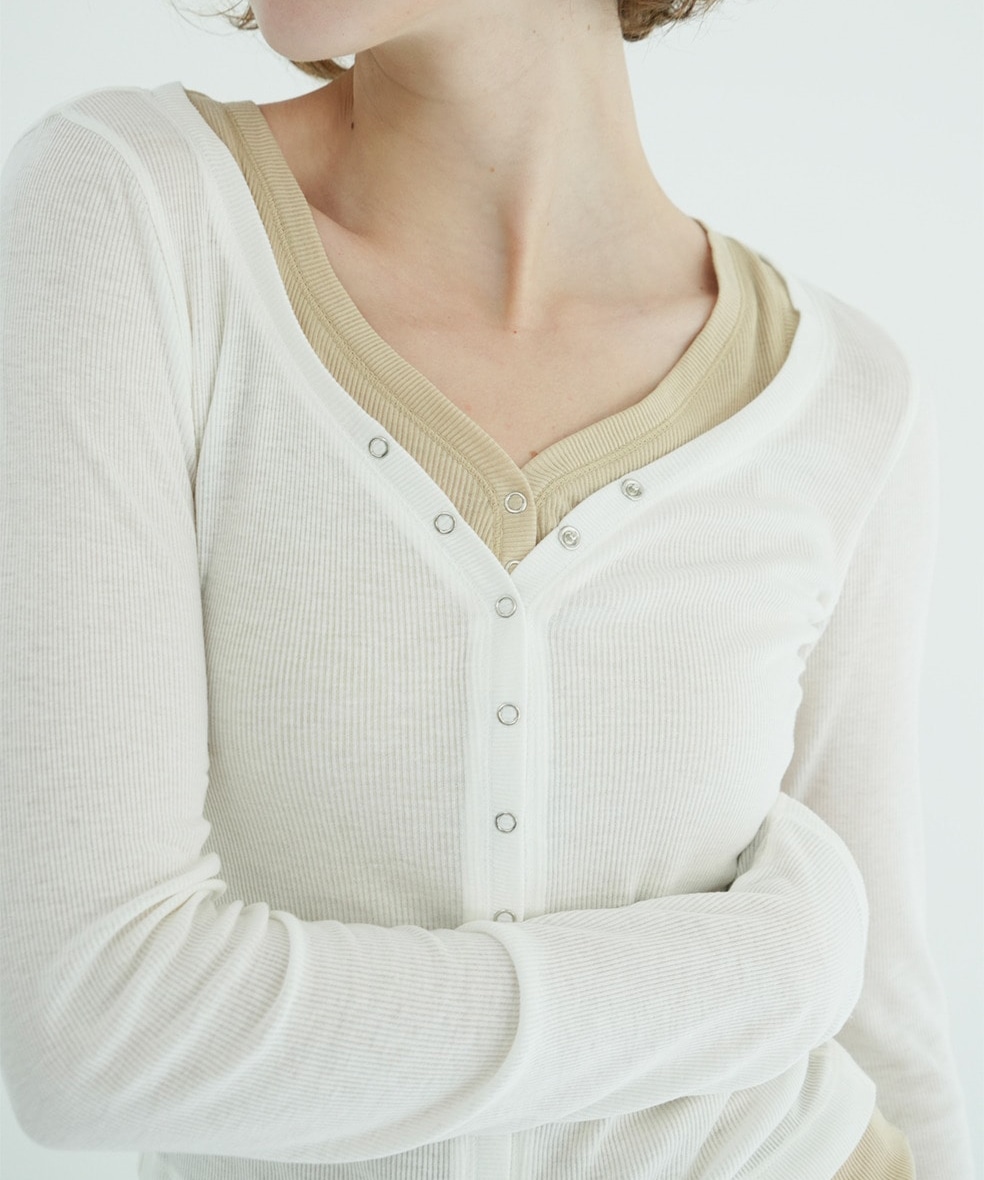 CURVED NECK LAYERED SET TOPS CLANE