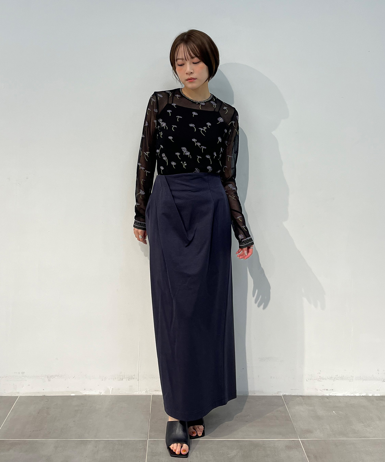 Cotton Jersey Asymmetric Skirt Mame Kurogouchi
