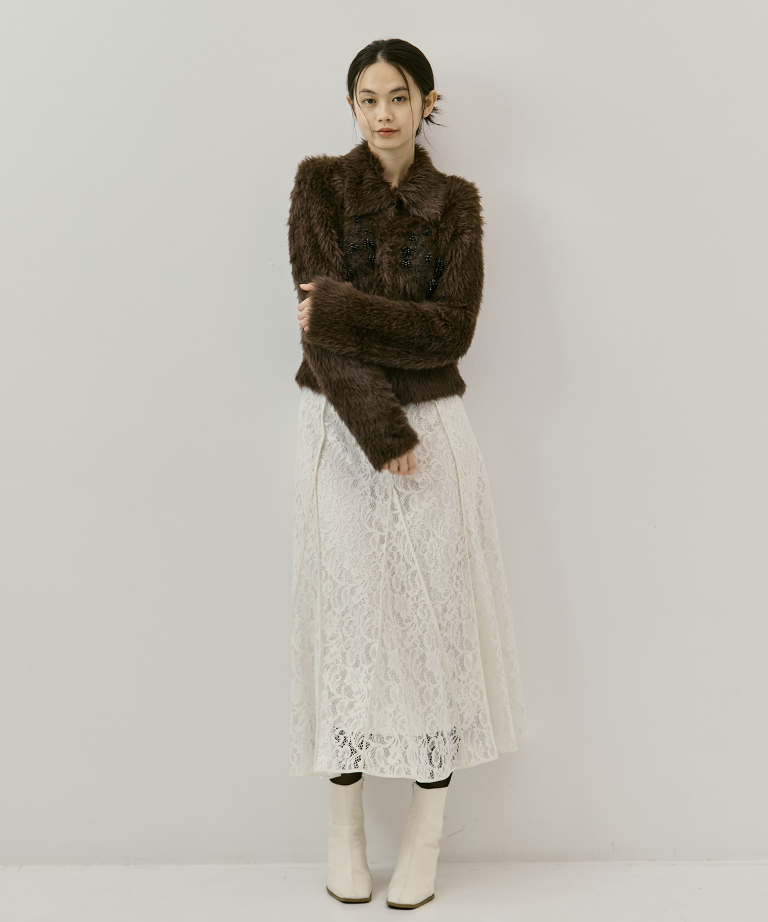 FLOCKED LACE FLARED SKIRT FETICO