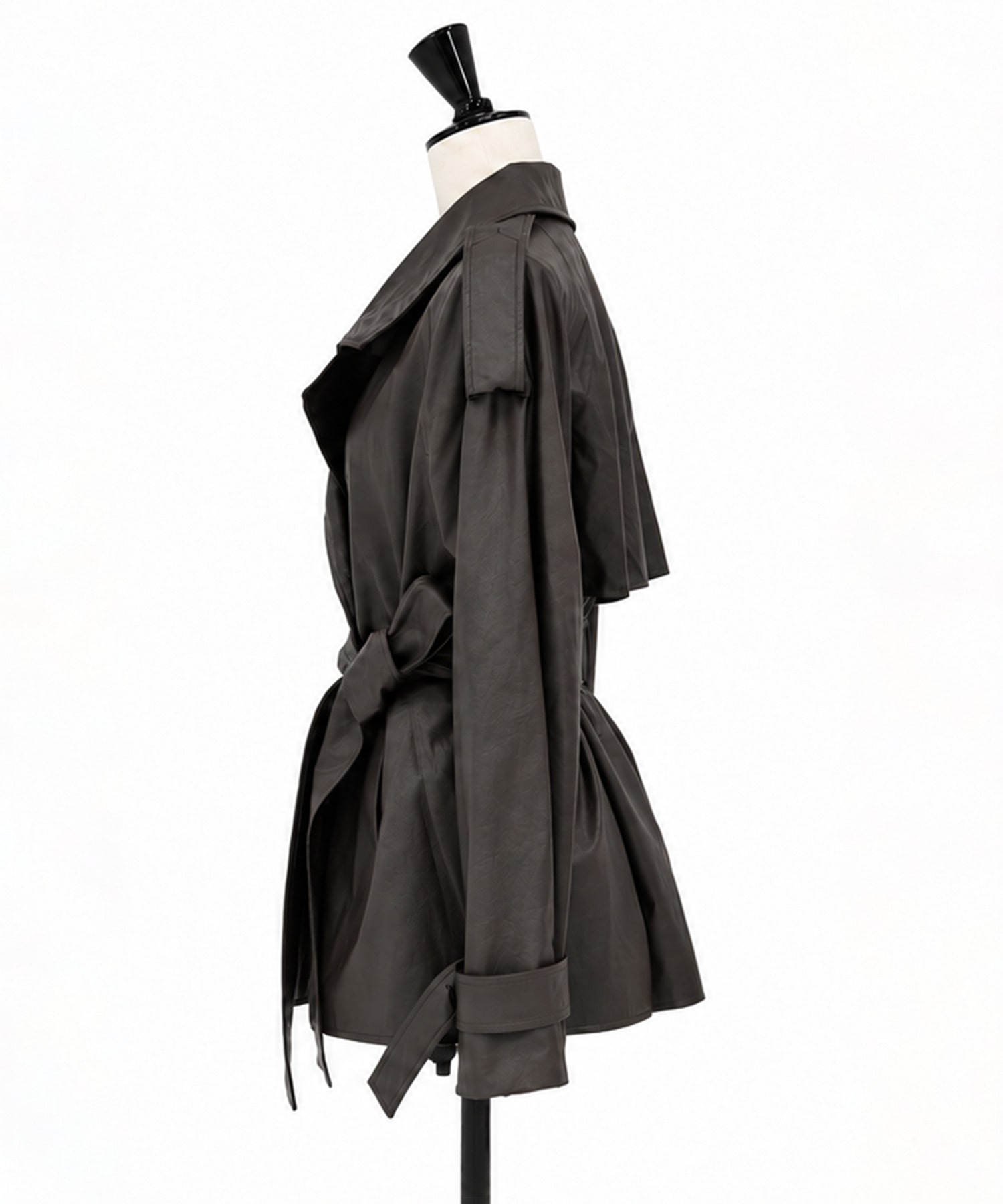 Leather Belted Short Trench Coat STUDIOUS
