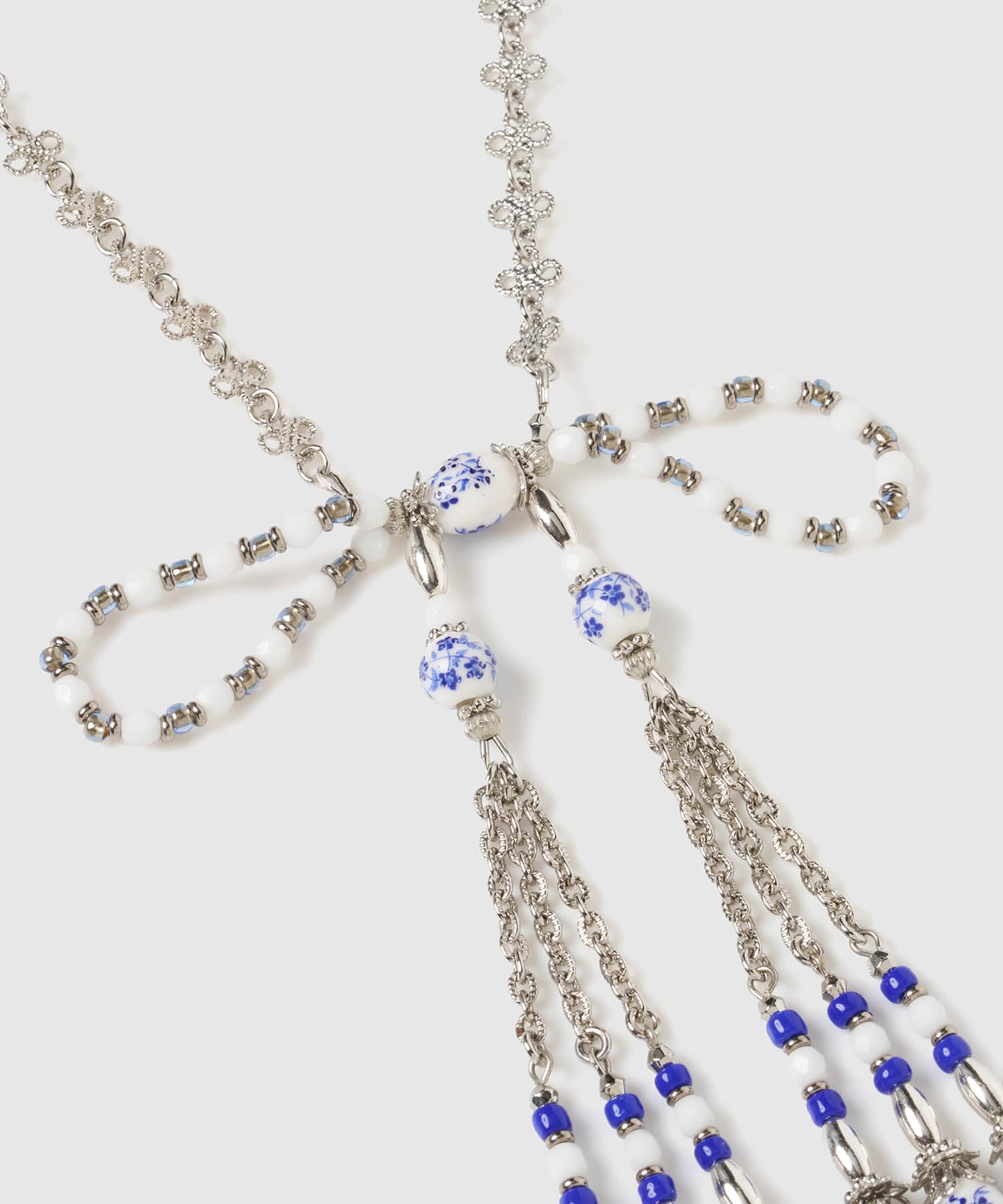blue and white porcelain ribbon chain necklace tanakadaisuke