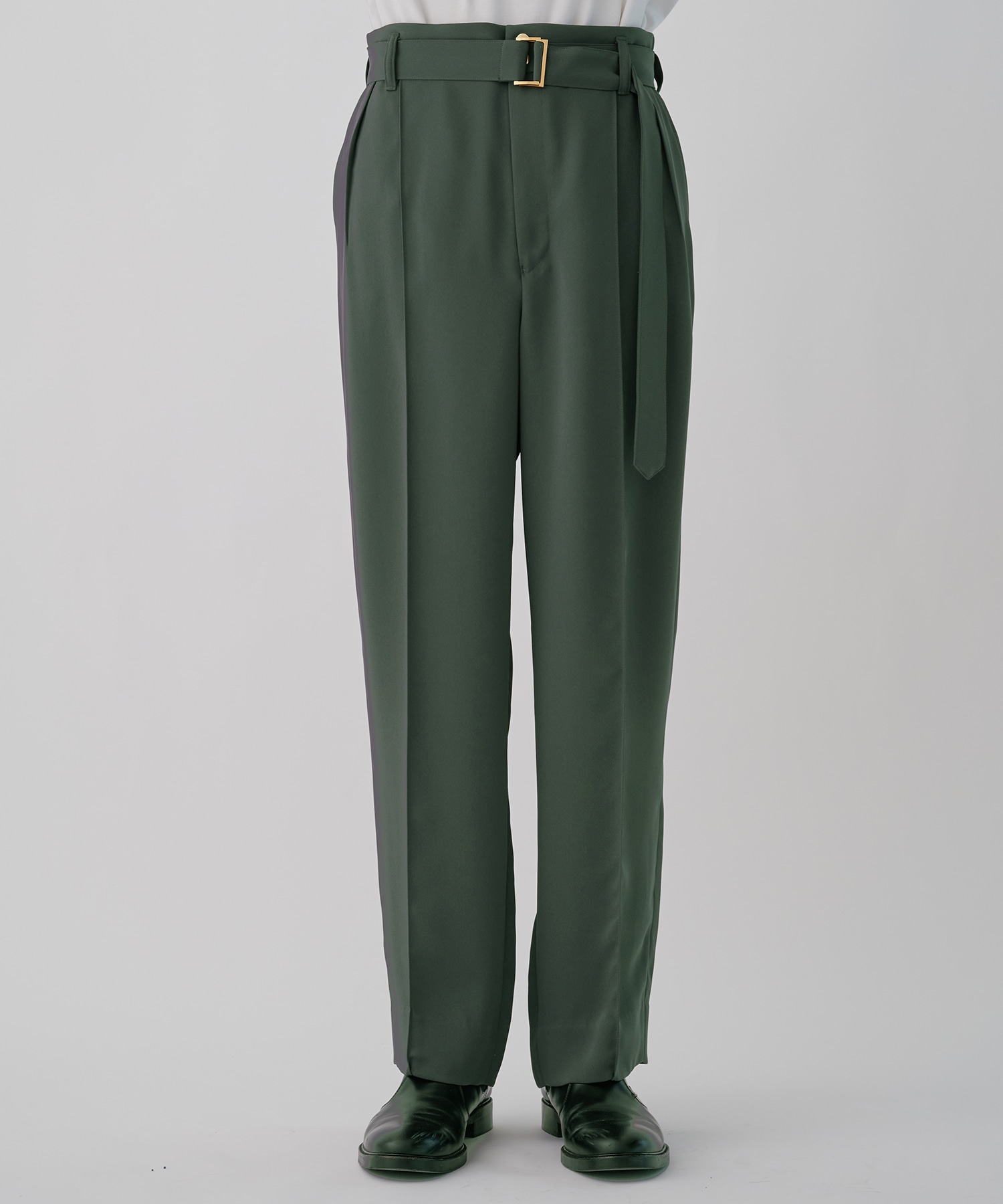 Double Cloth 2 Tuck Wide Pants with Long Belt CULLNI