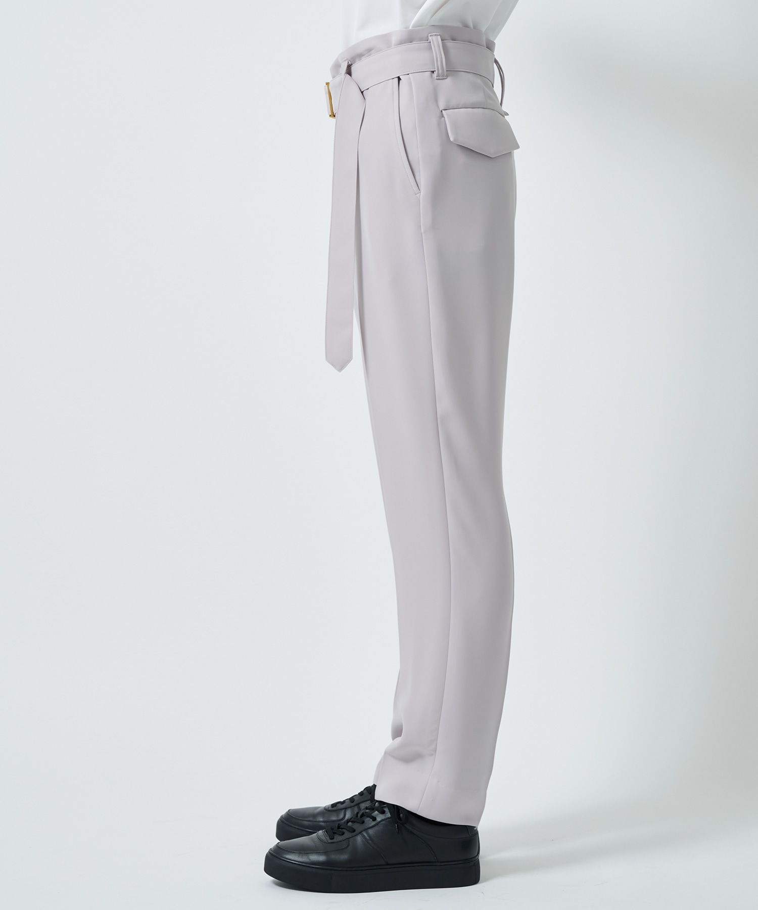 Double Satin Slim Pants with Long Belt CULLNI