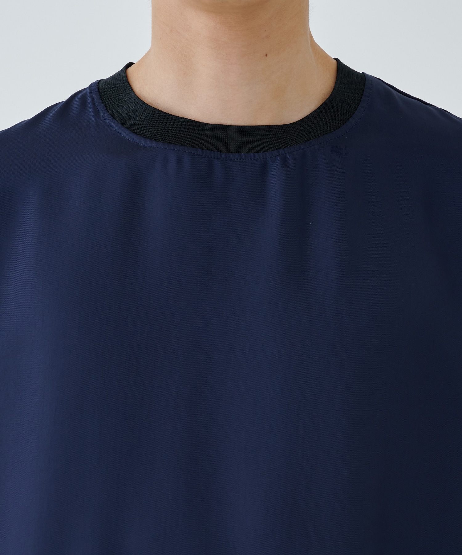 Silky Twill Simple Modern Rib Neck Pullover CULLNI