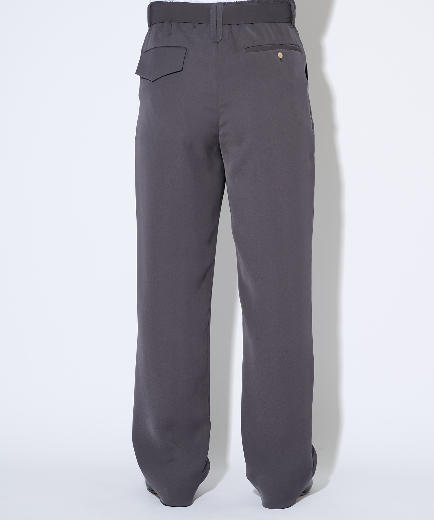 Dry Double Satin 1Tuck Pant with Long Belt CULLNI