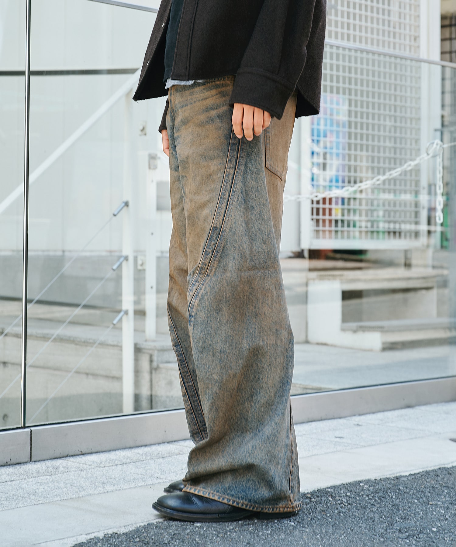 3D TWISTED WIDE LEG JEANS NVRFRGT