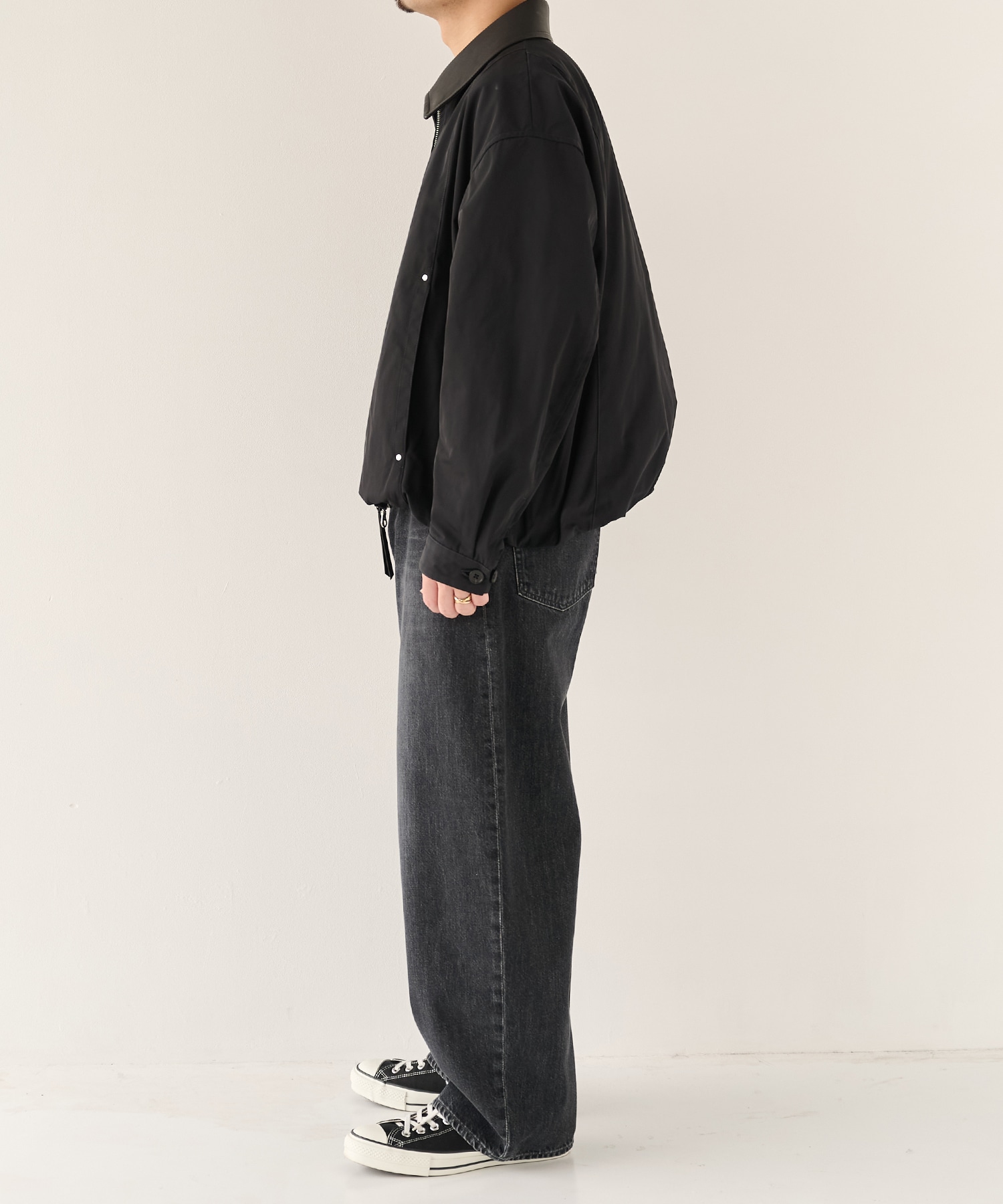 Leather collar Balloon Blouson STUDIOUS
