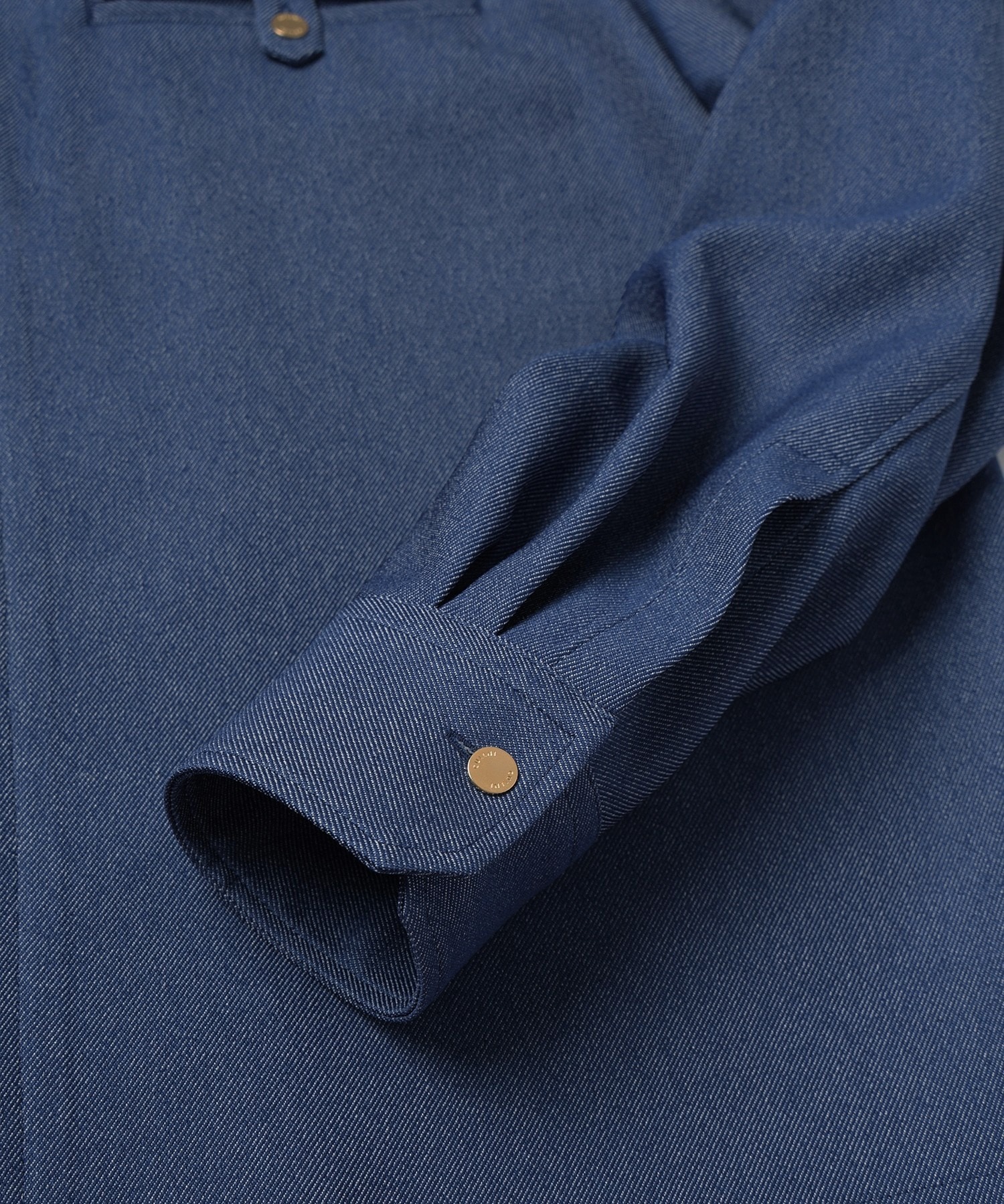 Faux Denim Button-Tab Pocket Zip Up Shirt CULLNI