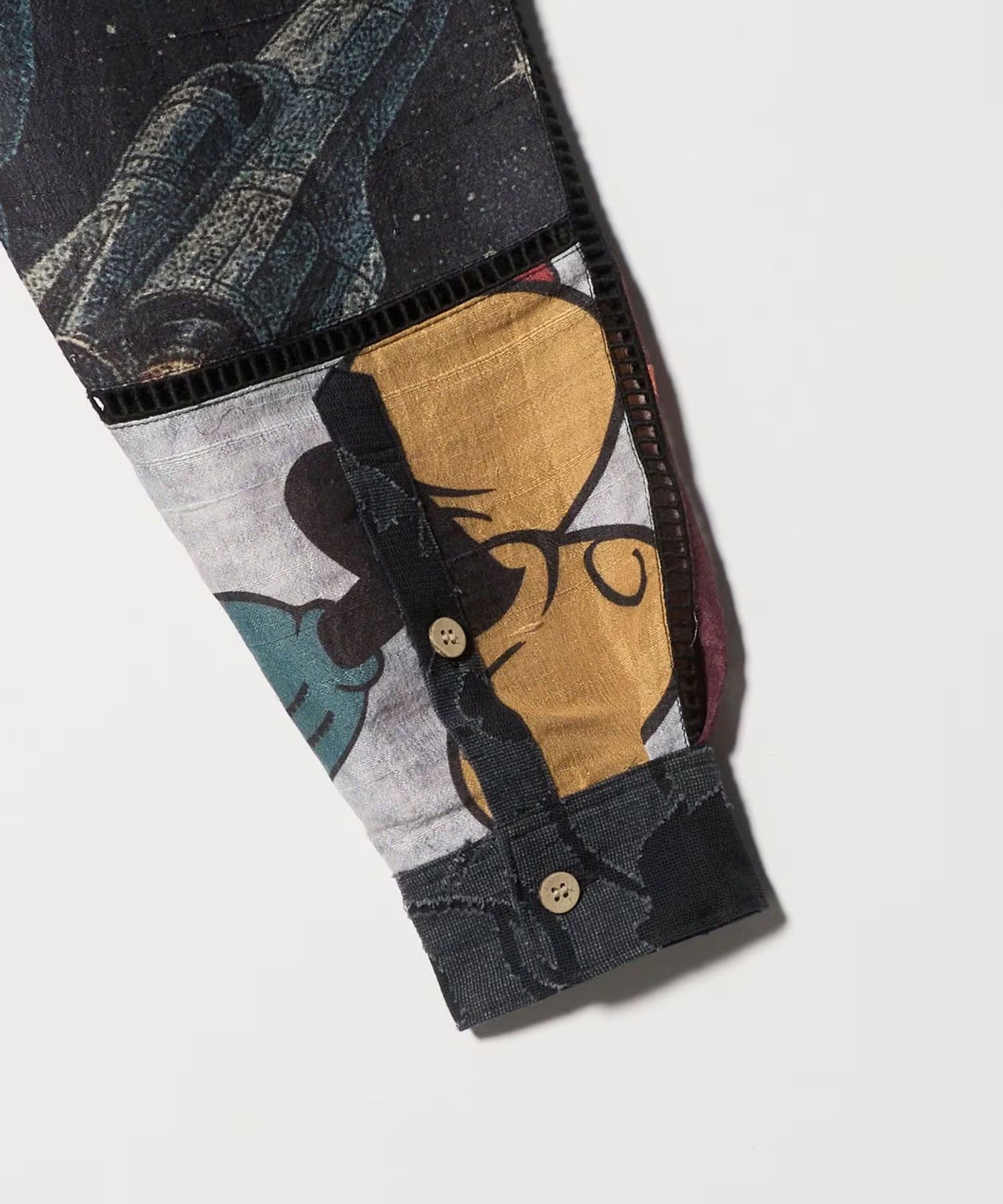 Patchworked Silk Shirt KHOKI