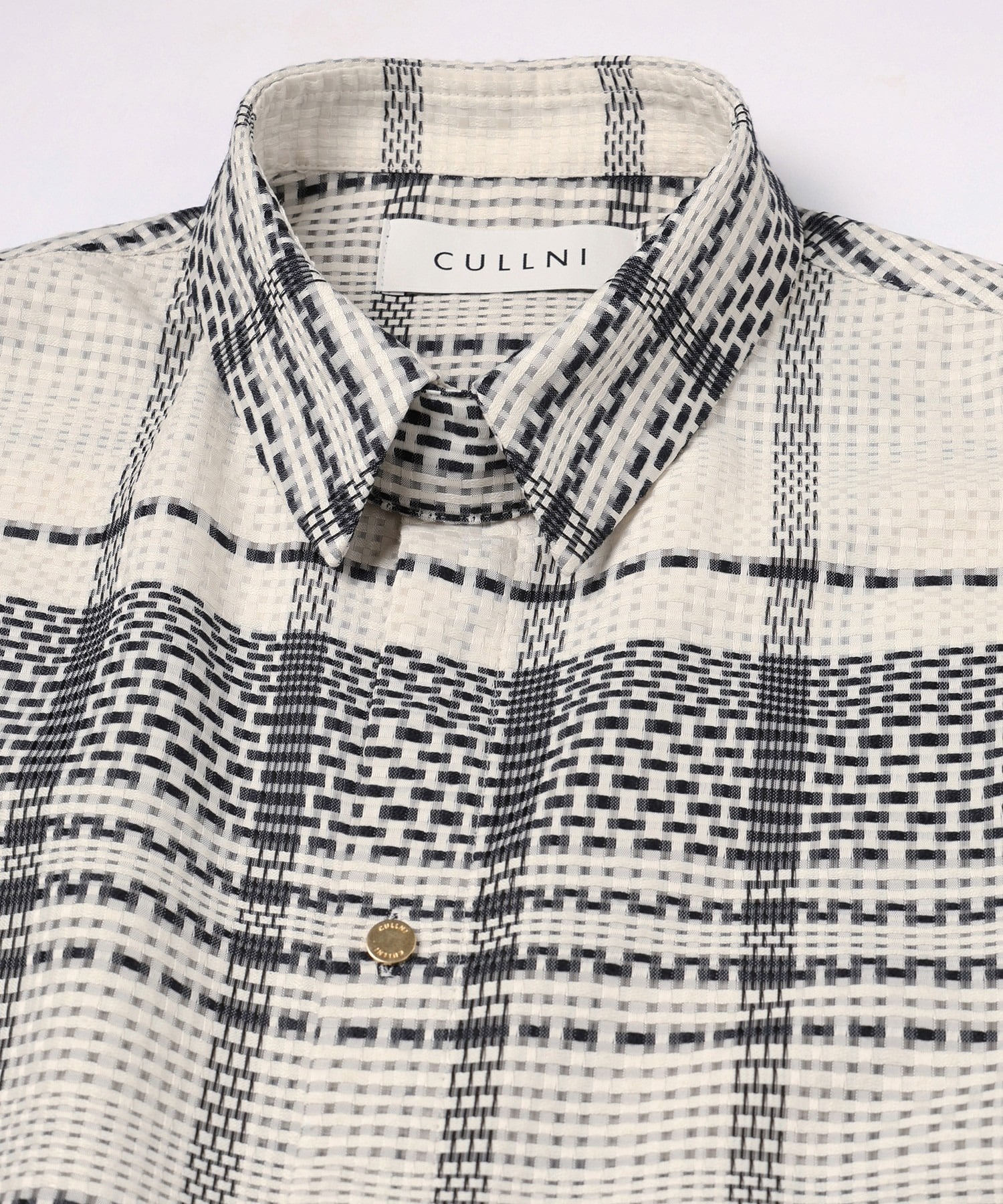 Sheer Tile Check Chin Tab Shirt CULLNI