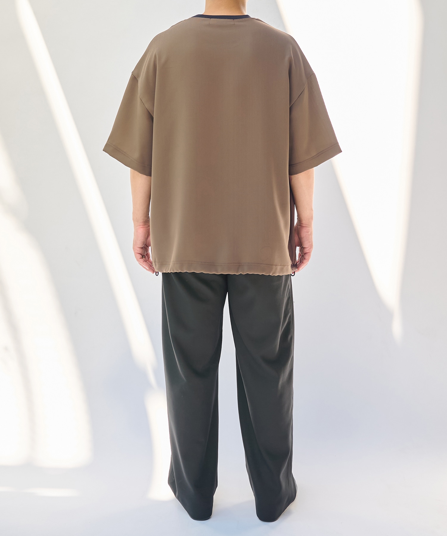 Dry Stretch Cloth Contrast Panel Short Sleeve Pullover CULLNI