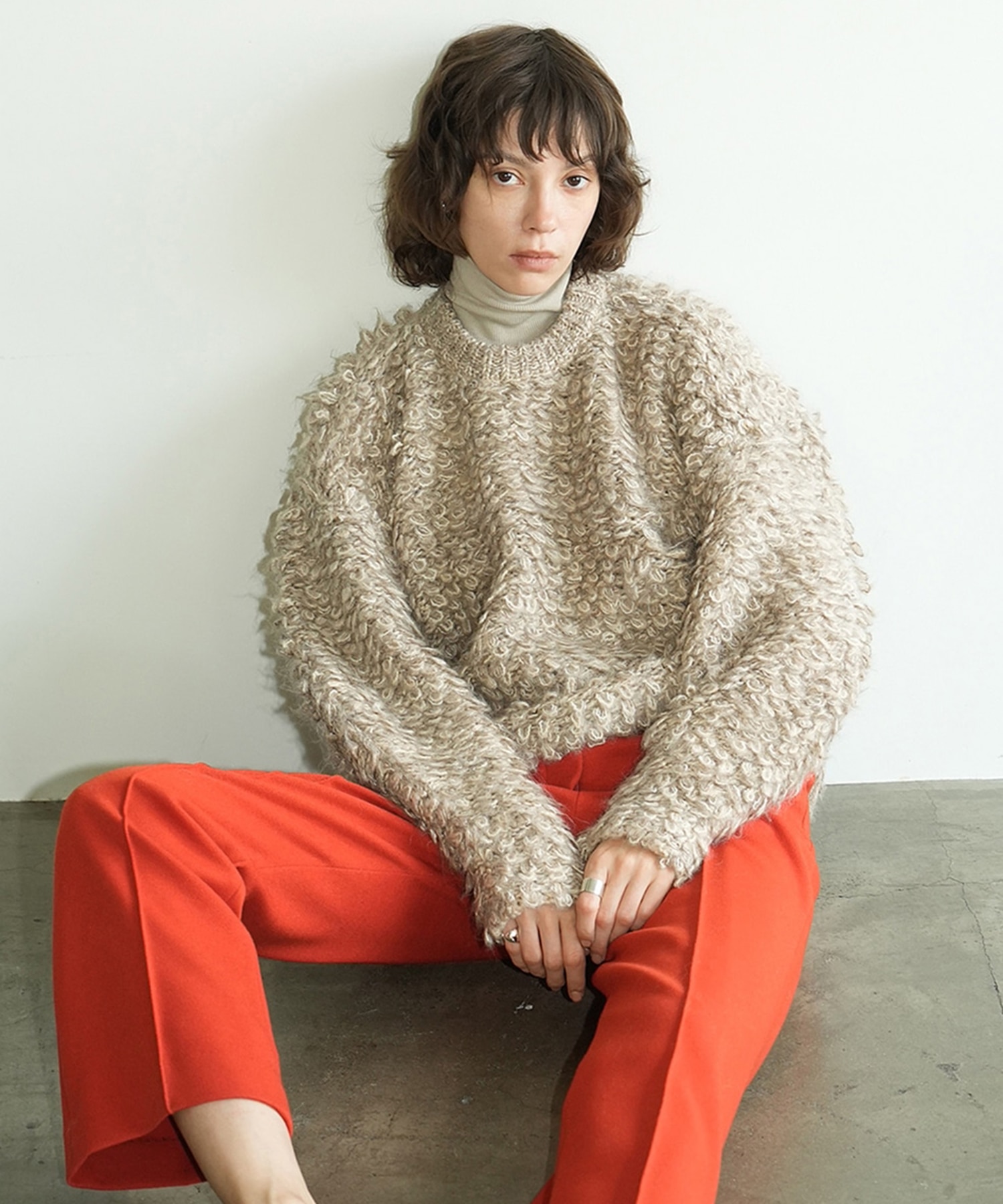 MIX LOOP MOHAIR KNIT TOPS CLANE