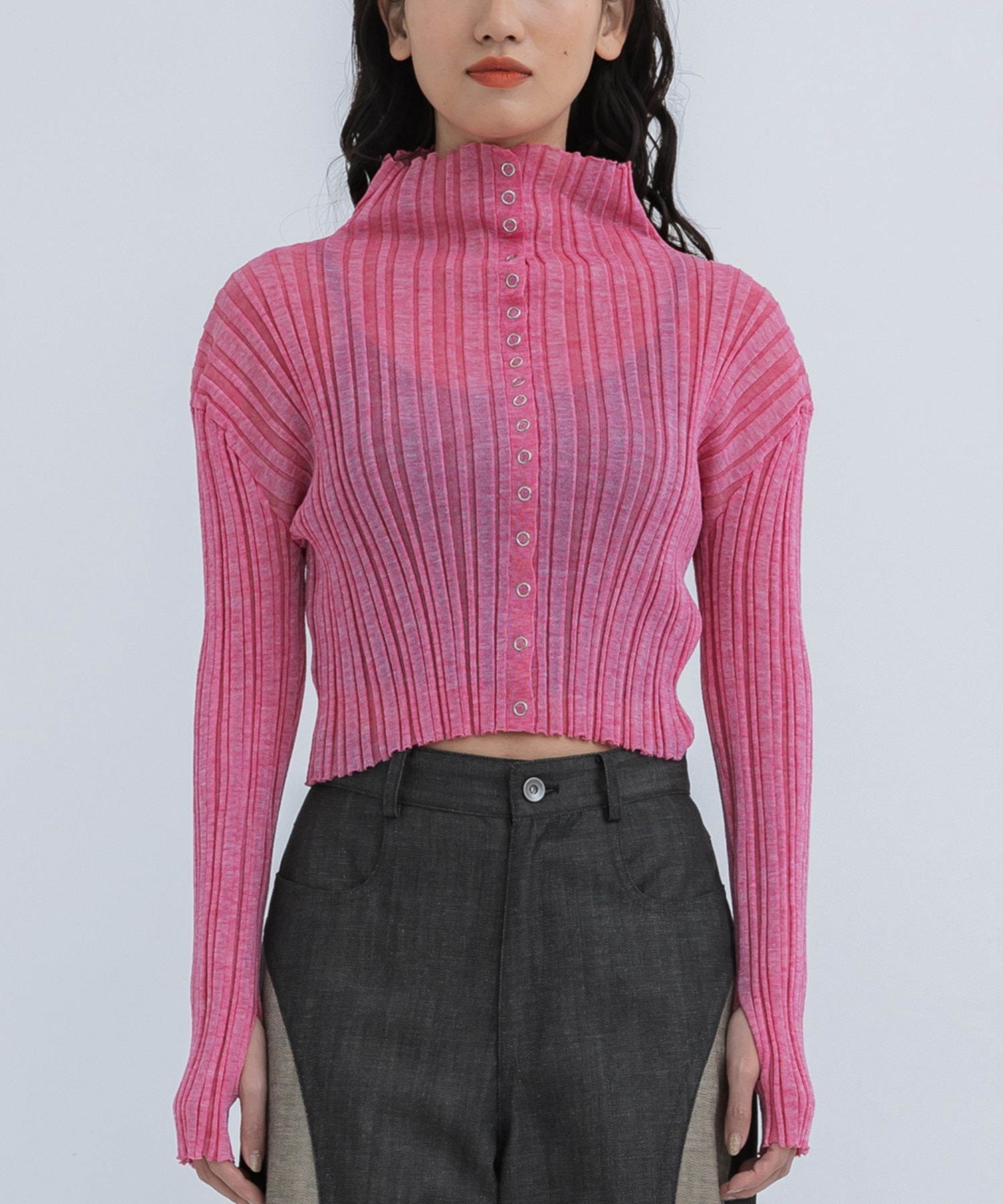 Sheer Rib Knit Cardigan STUDIOUS
