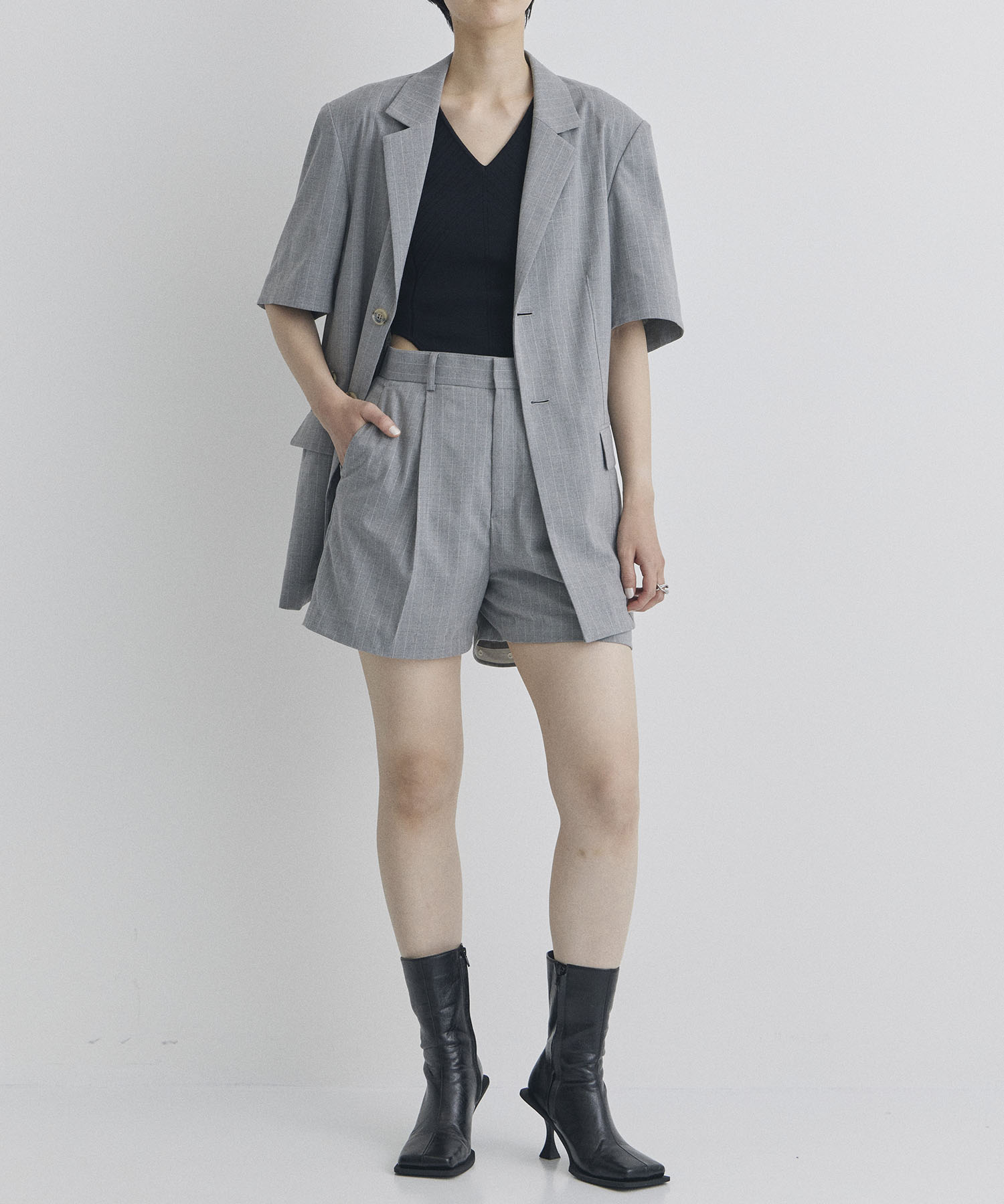 Pinstripe Half Sleeve Jacket STUDIOUS