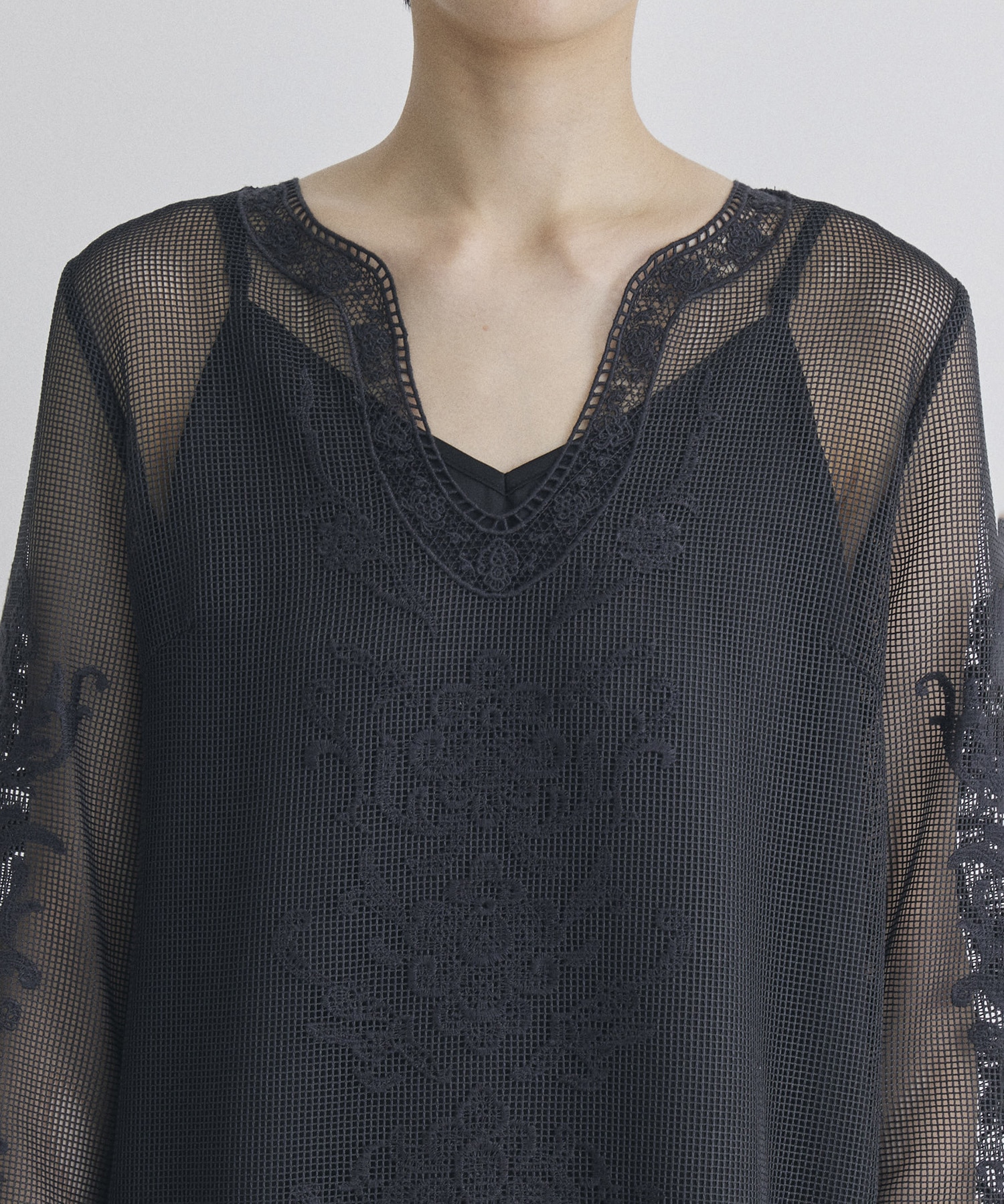 FLORA EMBROIDERY MESH DRESS AMERI