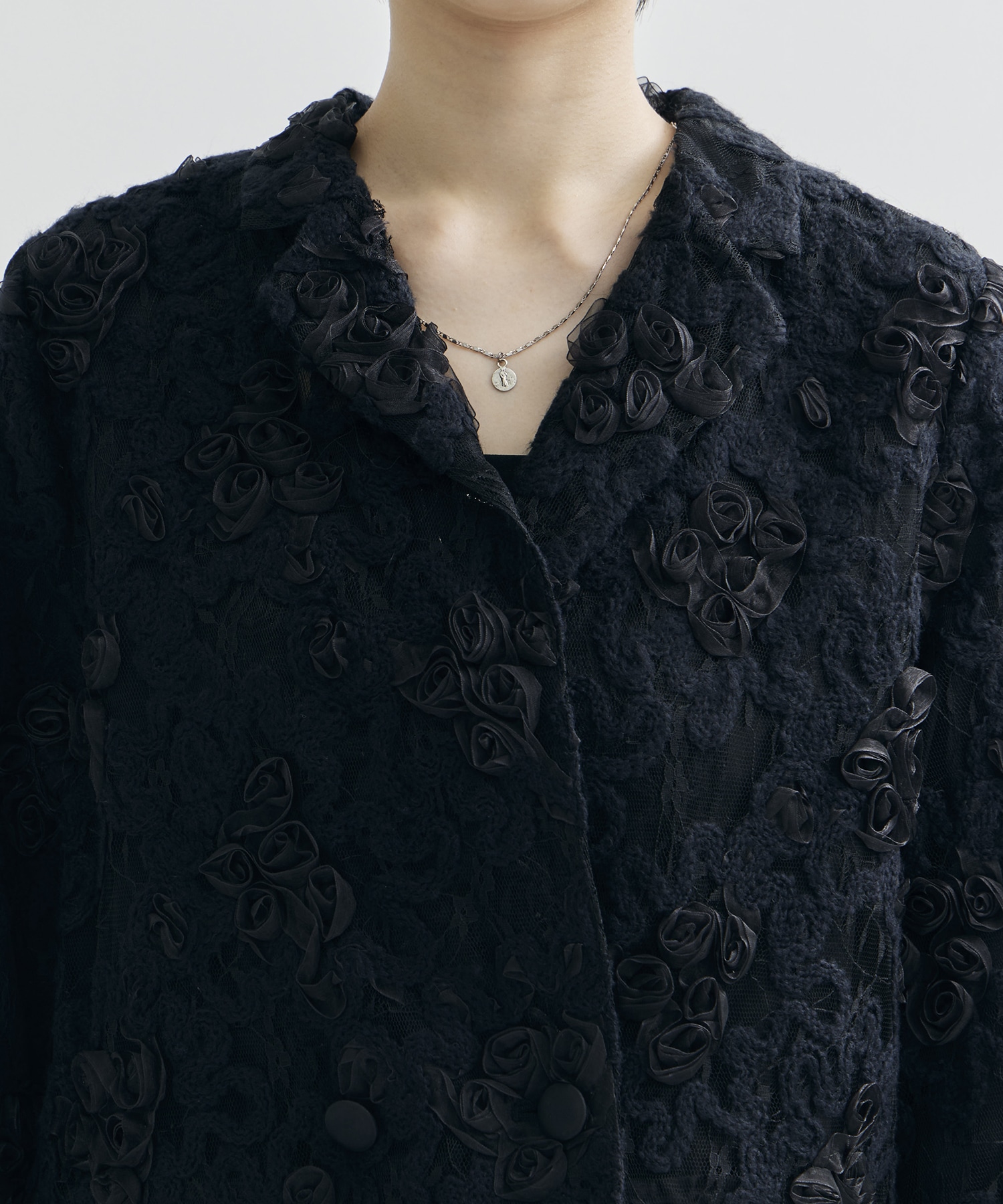 FLOWER MIX LACE SHEER JACKET AMERI
