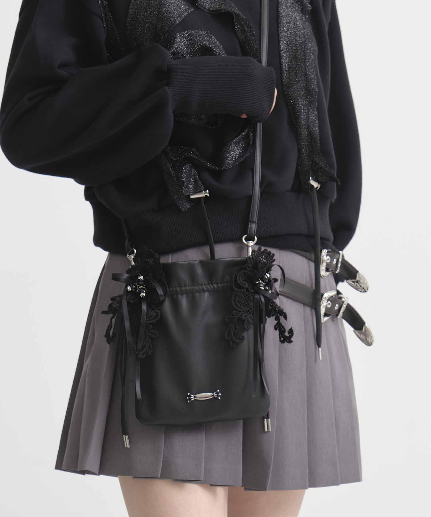 別注lace flower drawstring sacoche tanakadaisuke