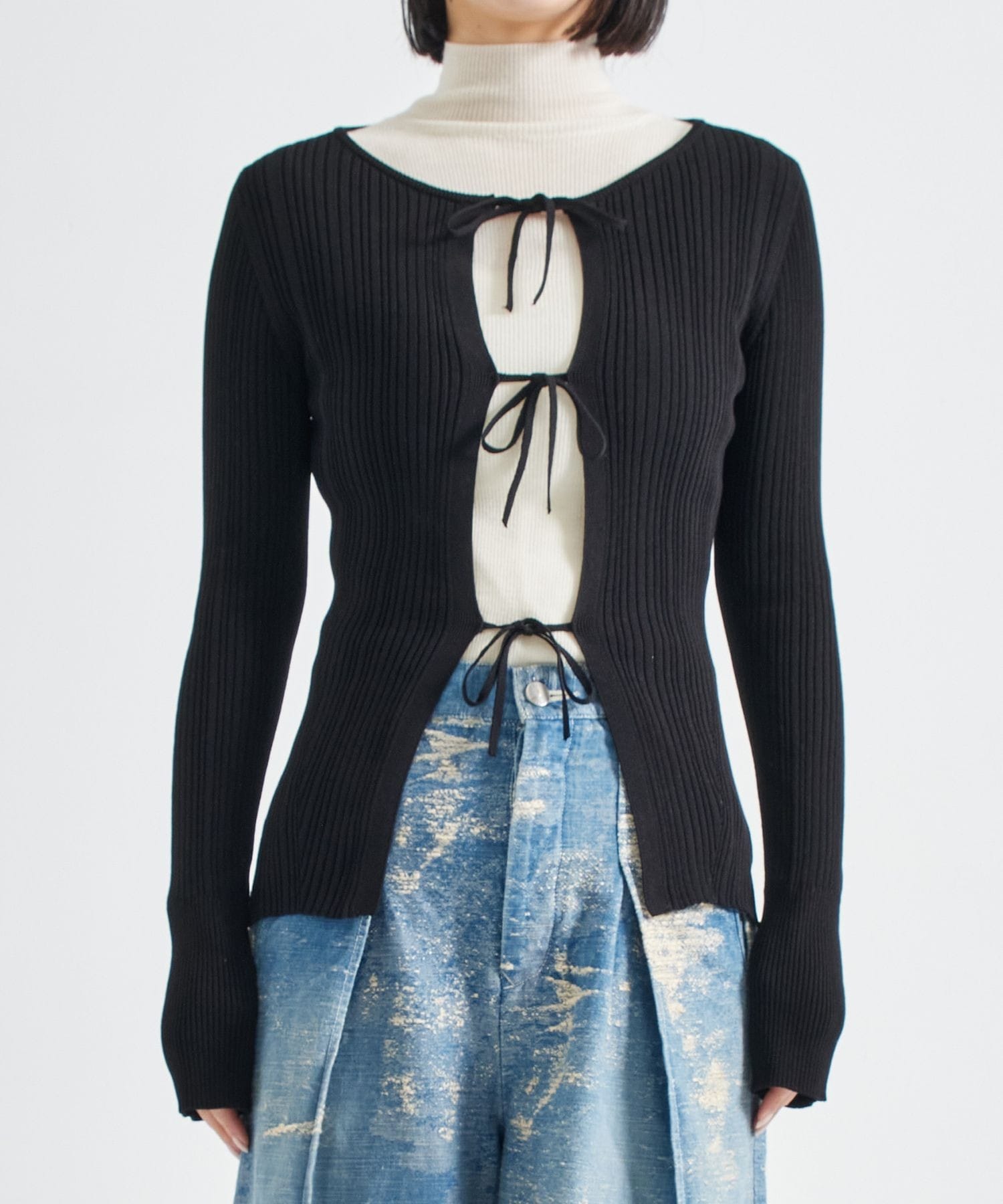 Ribbon Front Knit Cardigan STUDIOUS