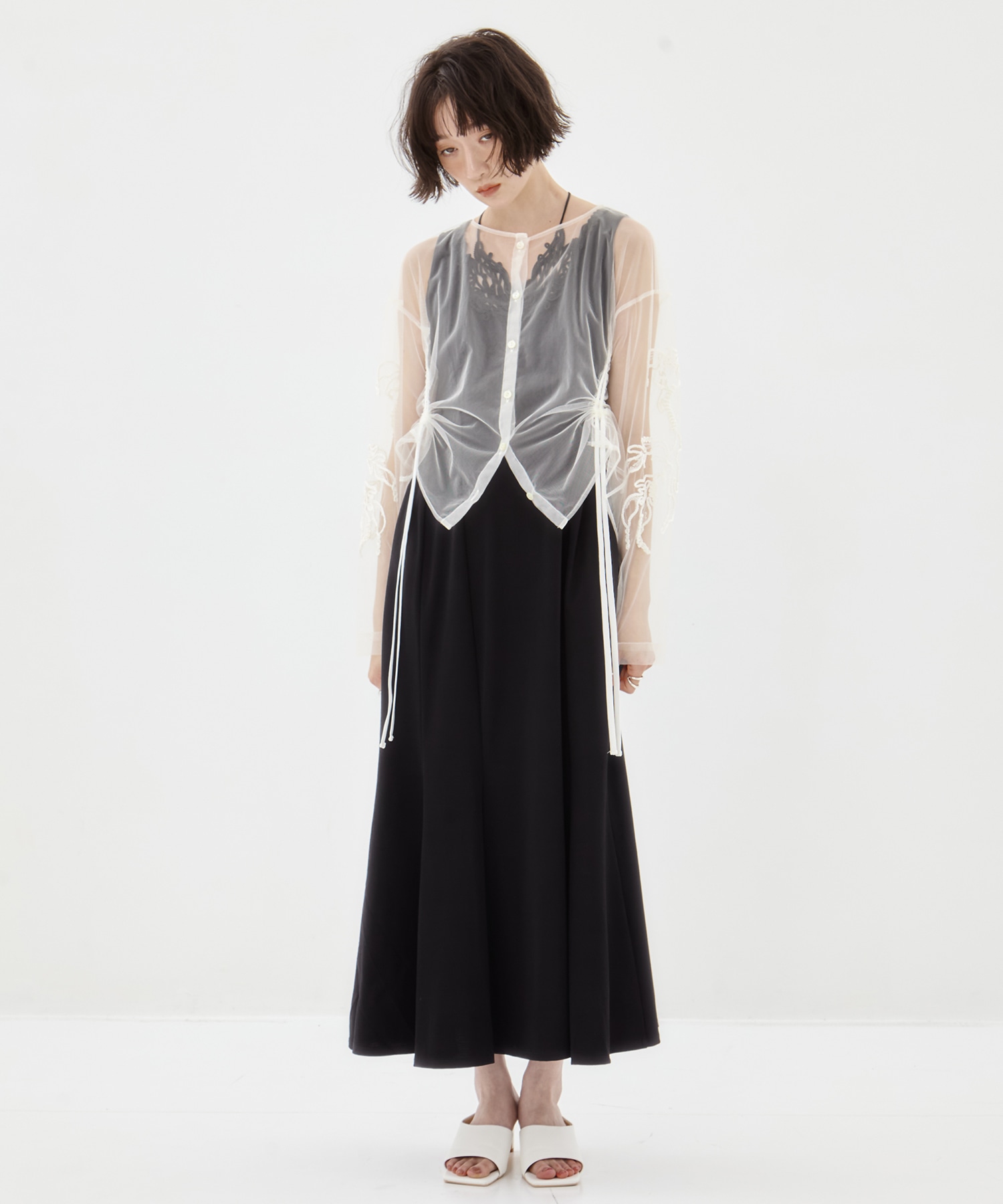 別注embroidered tulle cardigan MURRAL
