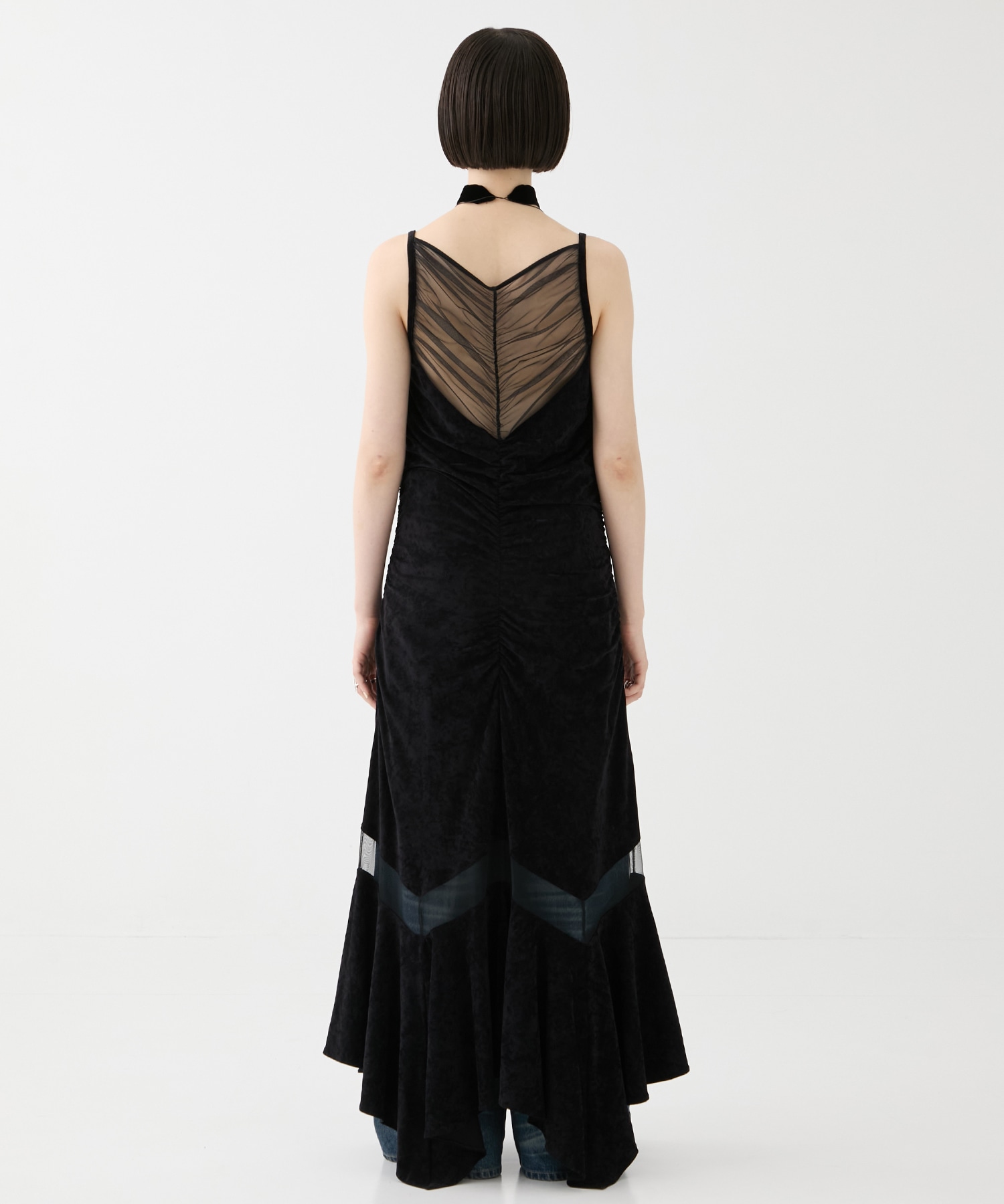 別注VELOUR SHEER CUT HEM DRESS FETICO
