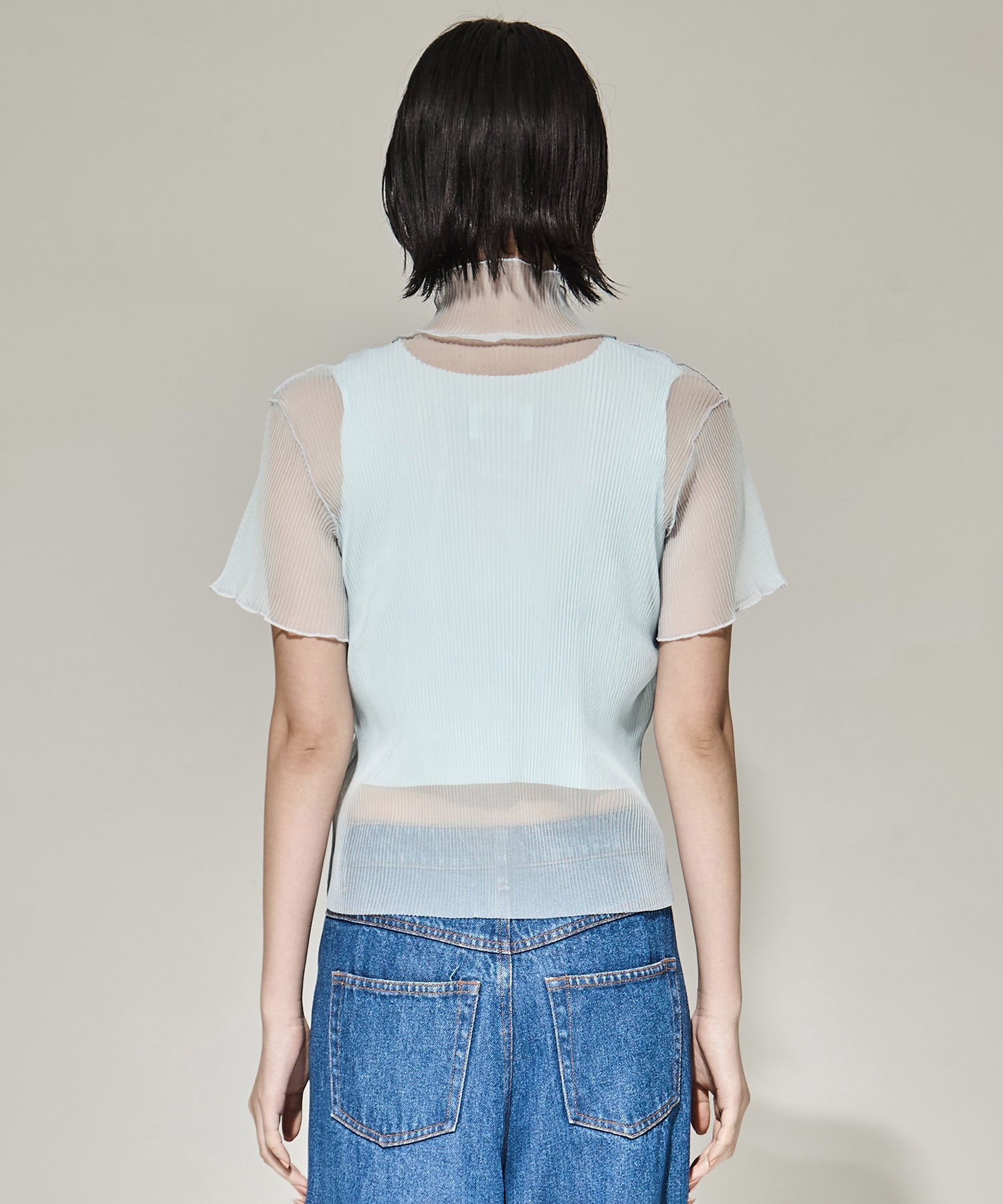 SHEER LAYERED SHORT SLEEVE TOP kotohayokozawa