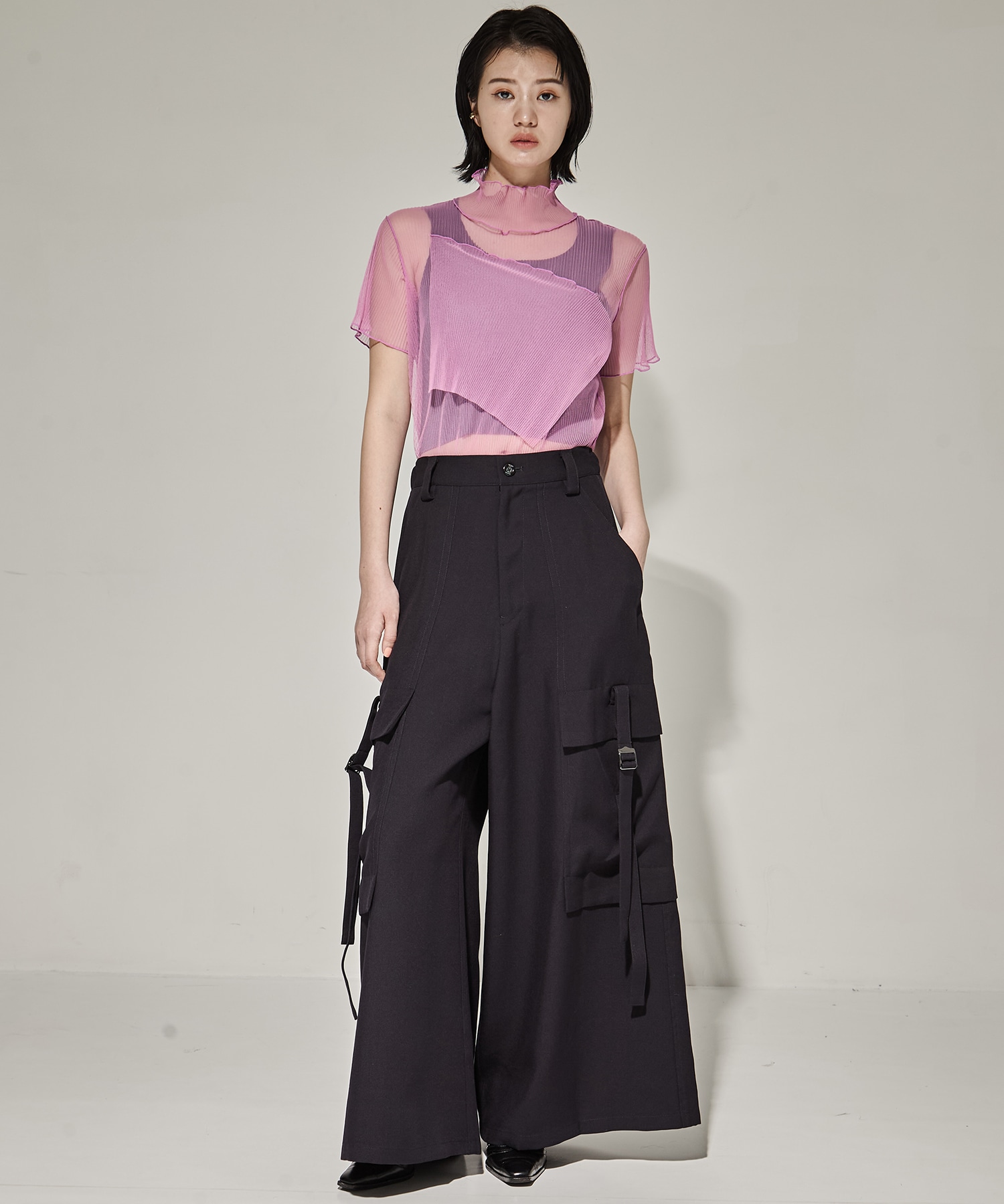 SHEER LAYERED SHORT SLEEVE TOP kotohayokozawa